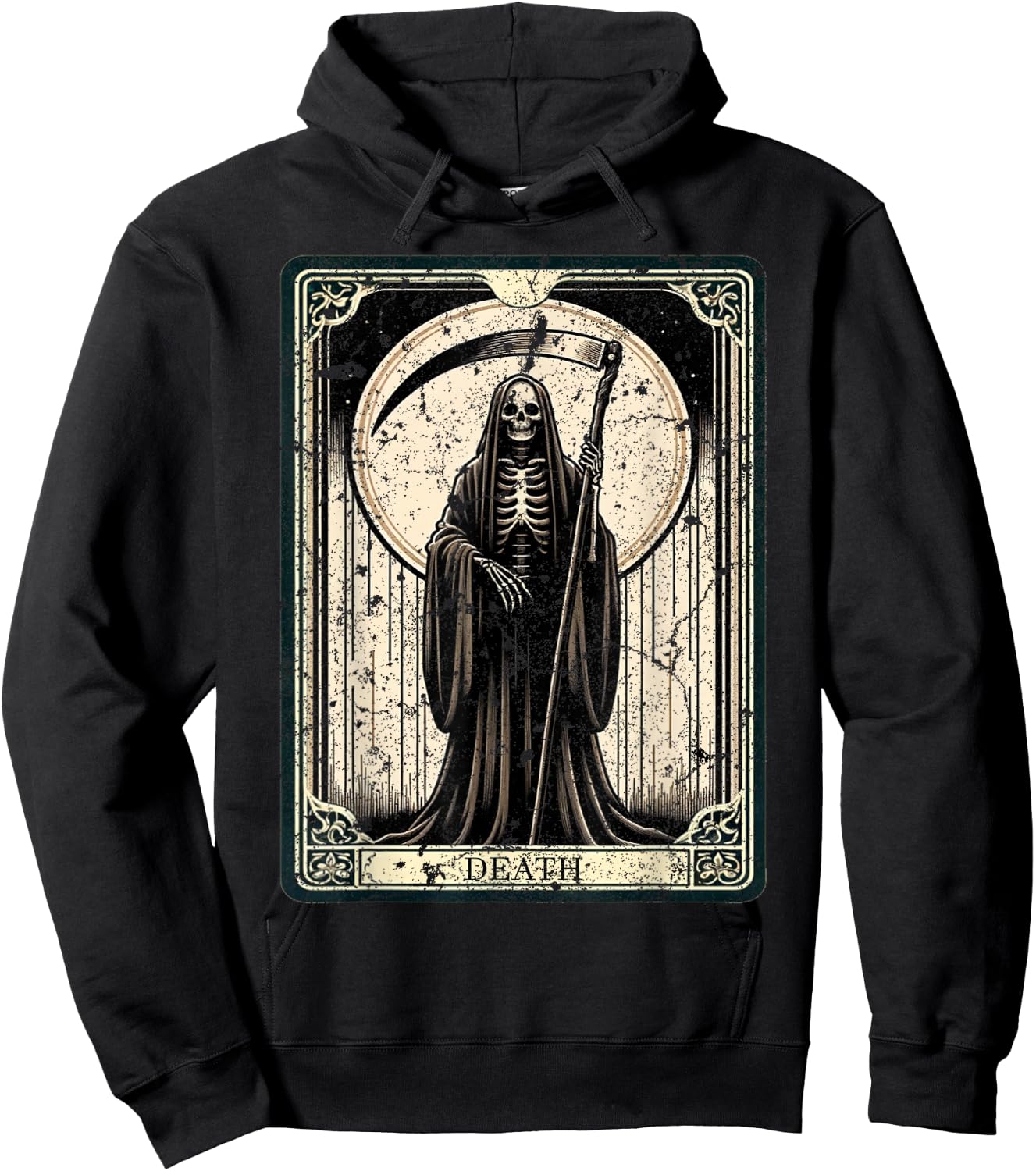 Death Tarot Card Vintage Distressed Graphic Hoodie - Hoodie | Black