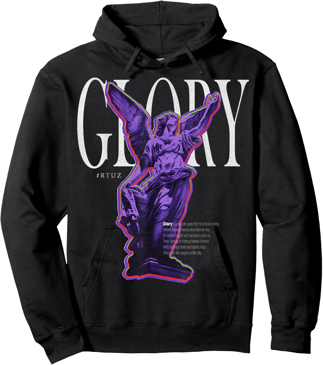 Hip Hop Y2K Vintage Hipster Edgy Urban Streetwear Angel Hoodie - Hoodie | Black