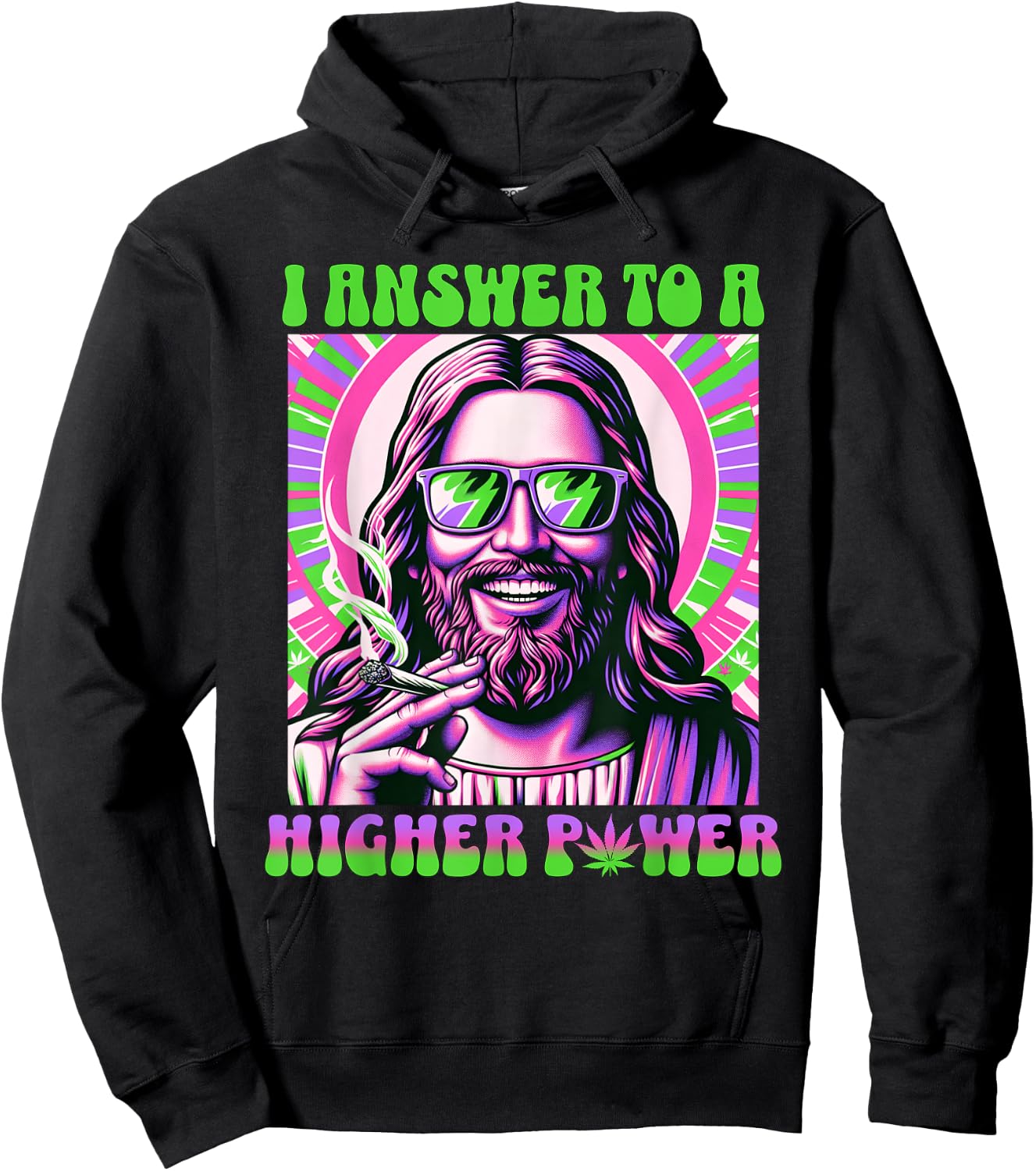 Weed Smoking Dope Jesus - Funny Happy 420 Hoodie - Hoodie | Black