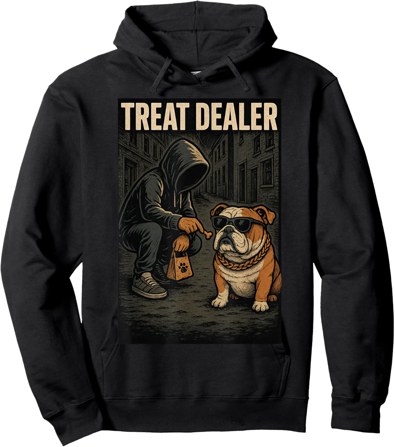 English Bulldog Treat Dealer Parody Humor Dog Lover Women Hoodie - Hoodie | Black