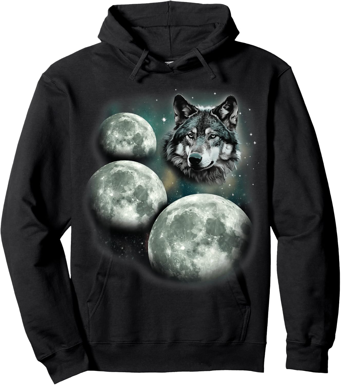 Three Moon Wolf | 3 Moons Howling At Space Wolf Magic Meme Hoodie - Hoodie | Black