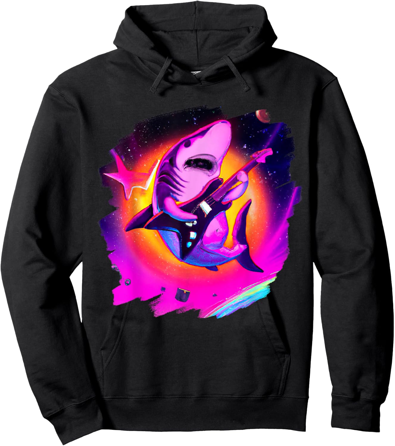 Shark Playing Guitar in Space Outer Space Sharks Hoodie - Hoodie | Black