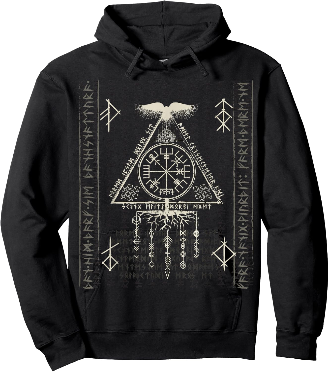 Compass Vegvisir Viking Symbol Nordic Rune Celtic Yggdrasil Hoodie - Hoodie | Black