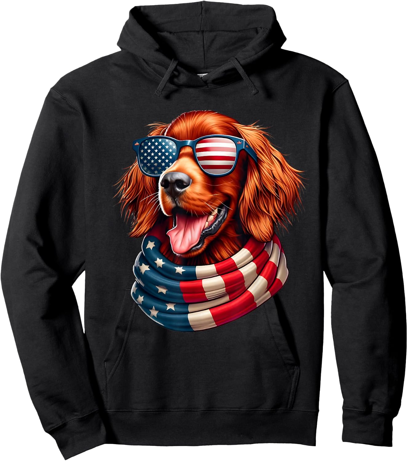 Irish Setter Dog Lover US Flag 4th Of July Patriotic Hoodie - Hoodie | Black