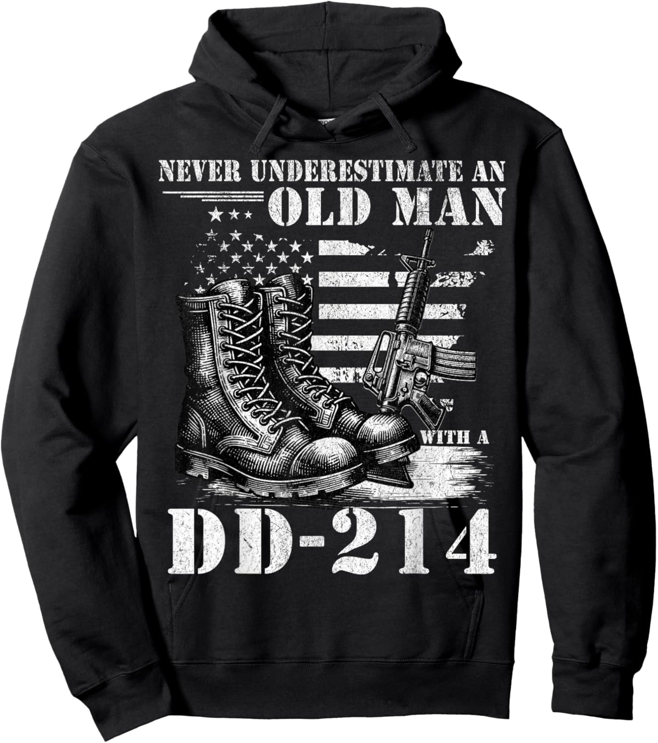 DD 214 Alumni Never Underestimate An Old Man With A DD-214 Hoodie - Hoodie | Black