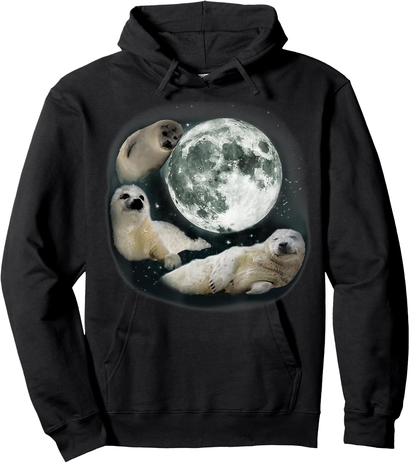 Three Sea Dog Howling At Moon Cute Sea Dog Ocean Animal Hoodie - Hoodie | Black