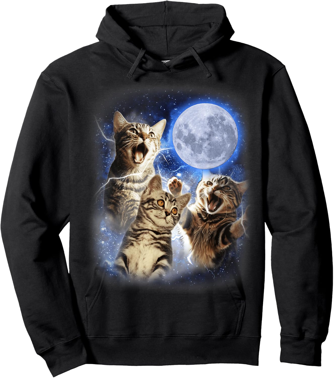 Three Cat Moon 3 Cat - Wolfs Cute Kitten Funny Cats Men Women Kids Hoodie - Hoodie | Black