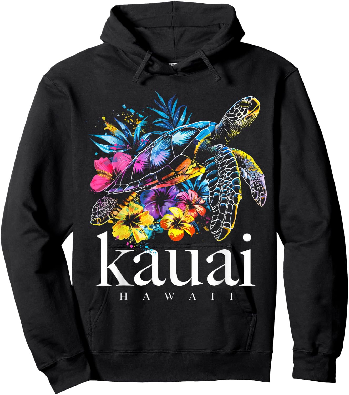 Kauai Hawaii Sea Turtle Hawaiian Diving Surfer Souvenir Hoodie - Hoodie | Black