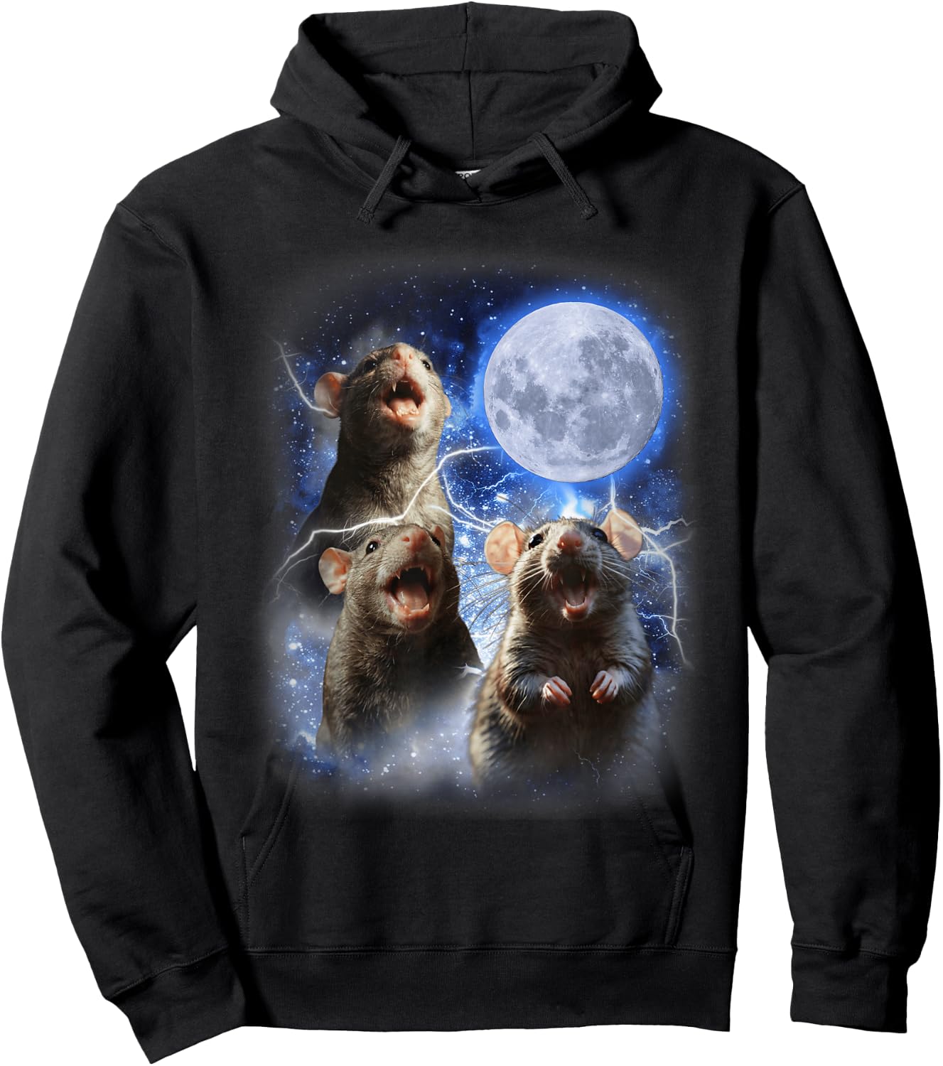 Three Rat Moon - 3 Rats With Dead Moon Oddly Specific Cursed Hoodie - Hoodie | Black