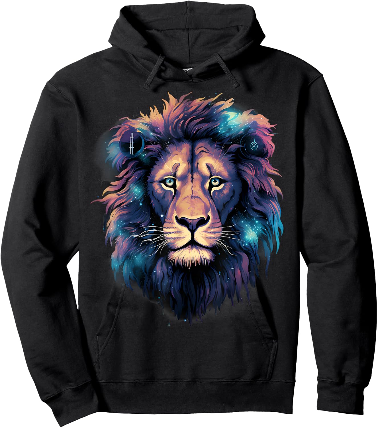 Lion Portrait Colorful Artwork Wildlife Motif Animal Art Hoodie - Hoodie | Black