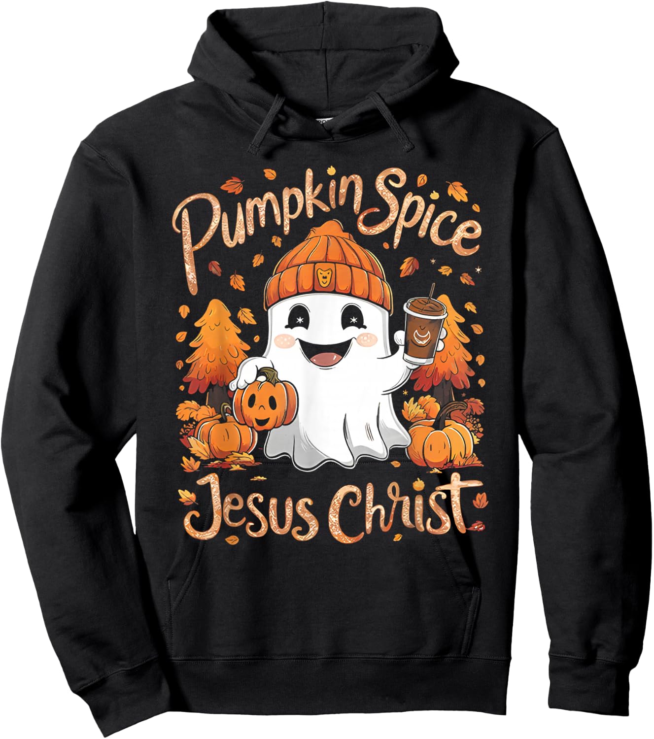 Pumpkin spice & Jesus Christ ghost pumpkin spice Halloween Hoodie - Hoodie | Black