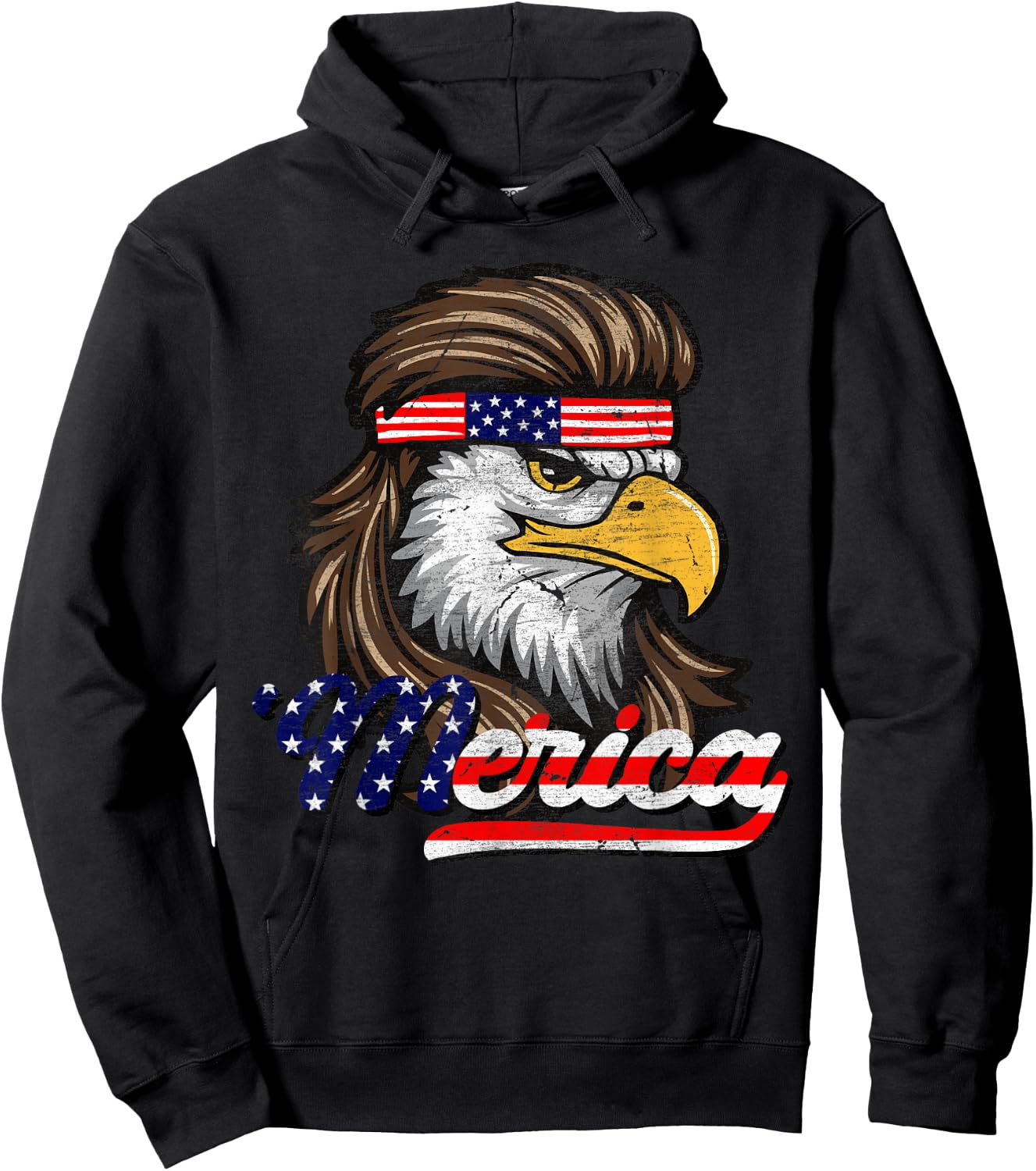 4th Of July Merica USA Flag Eagle Patriotic Men Women Kids Hoodie - Hoodie | Black