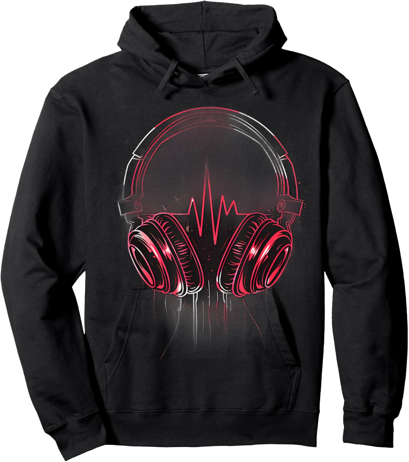 Headphones Music DJ Heartbeat EKG Pulse EDM Music Headphones Hoodie - Hoodie | Black