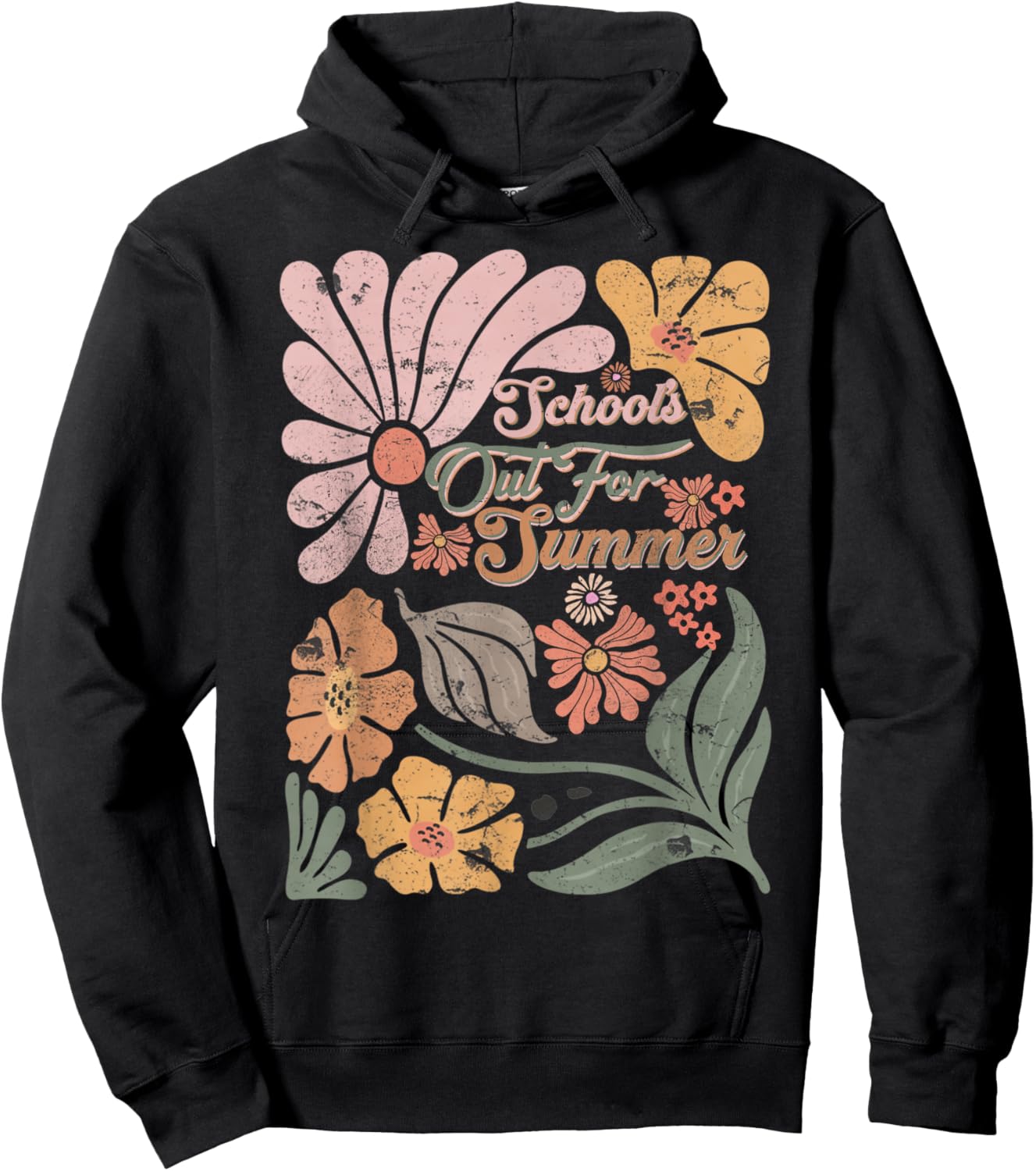 Boho Retro Teacher School's Out For Summer Men Women Kids Hoodie - Hoodie | Black