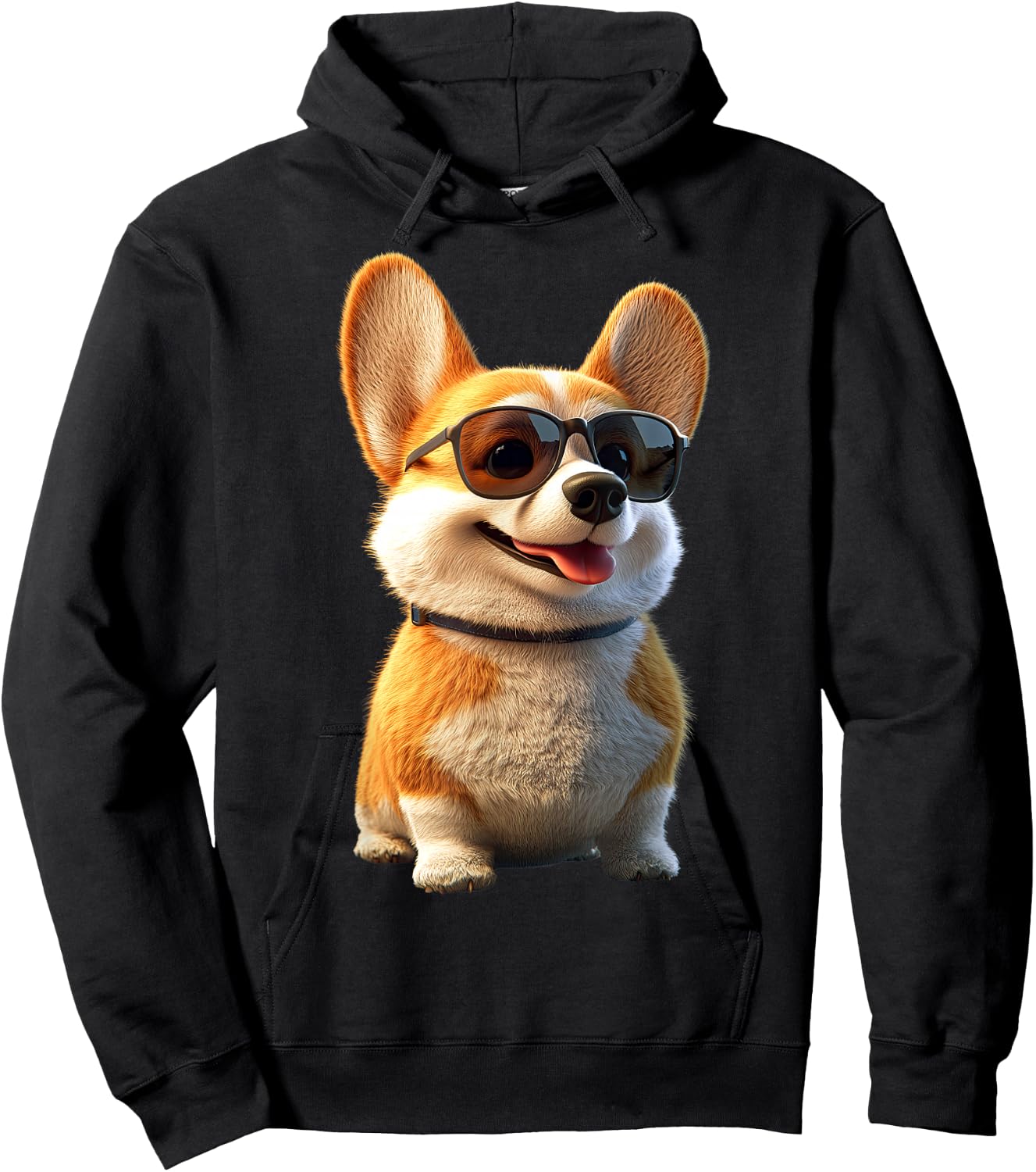 Corgi with Sunglasses Welsh Corgis Dogs Cute Welsh Corgi Hoodie - Hoodie | Black
