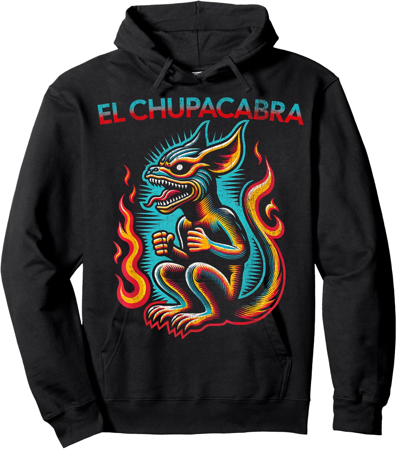 Retro El Chupacabra Cryptid Folklore Vintage Style Hoodie - Hoodie | Black