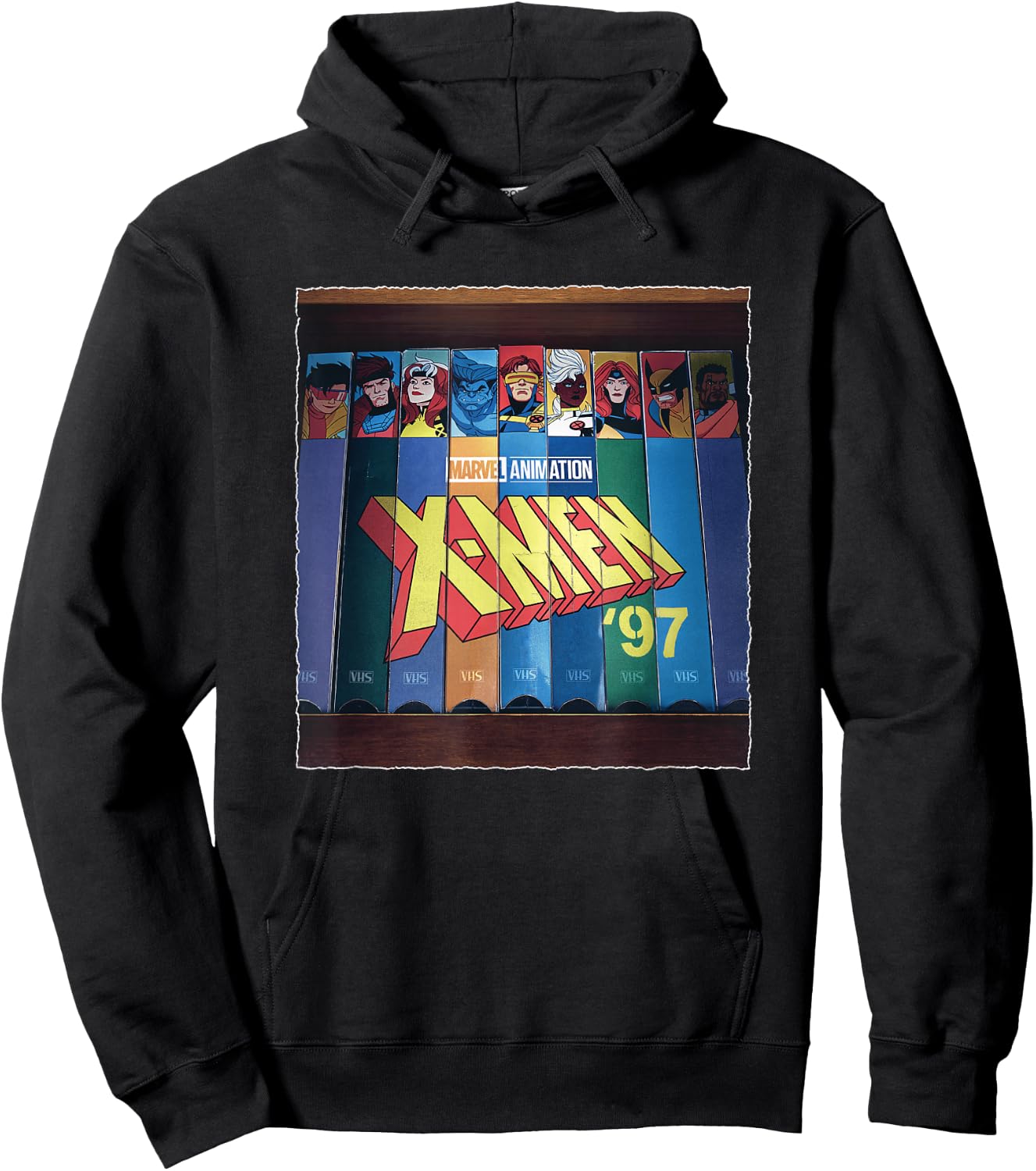 Marvel X-Men '97 Classic Vintage VHS Movie Collection Panel Hoodie - Hoodie | Black