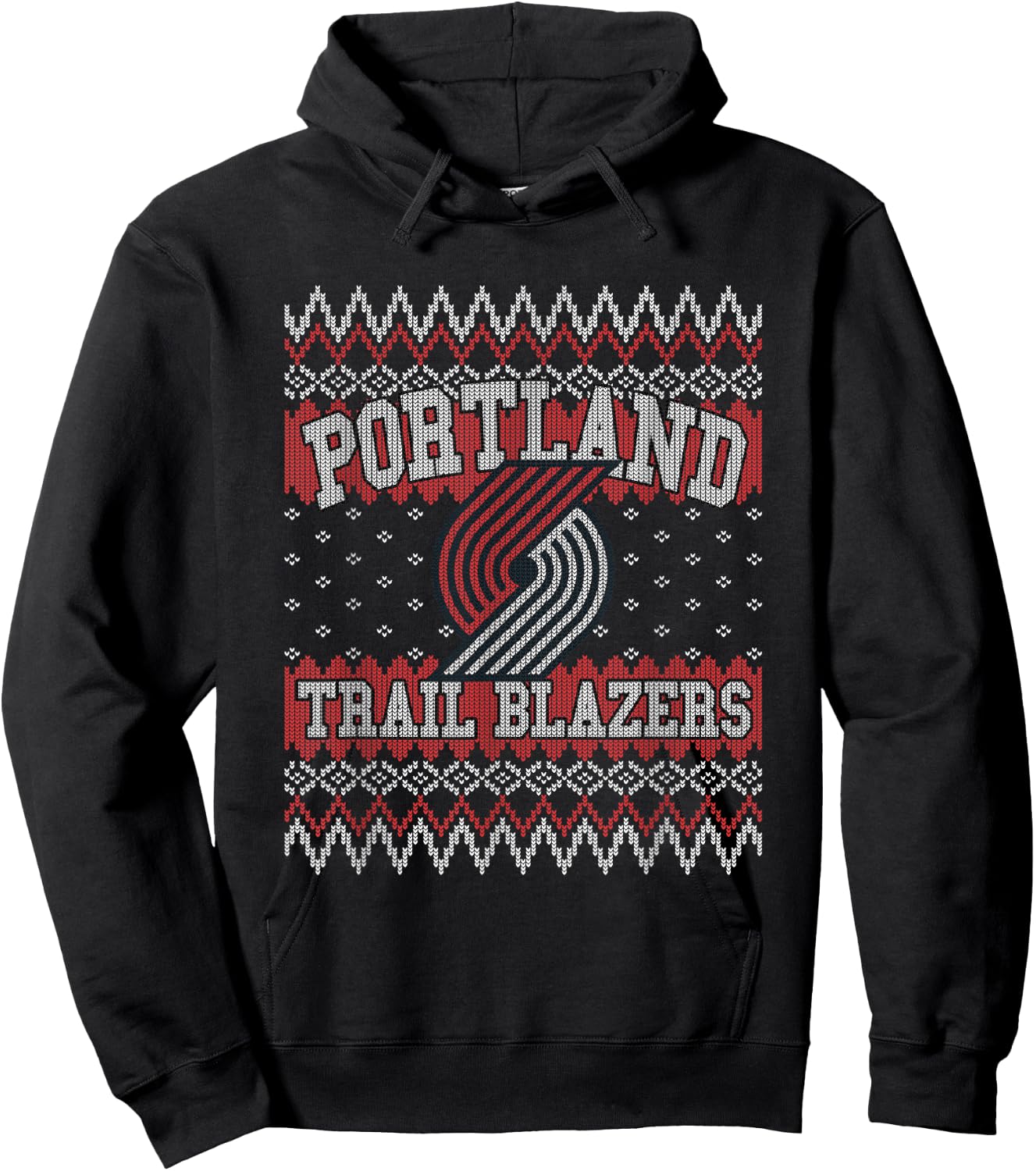 NBA Portland Trail Blazers Ugly Christmas Sweater Style Hoodie - Hoodie | Black