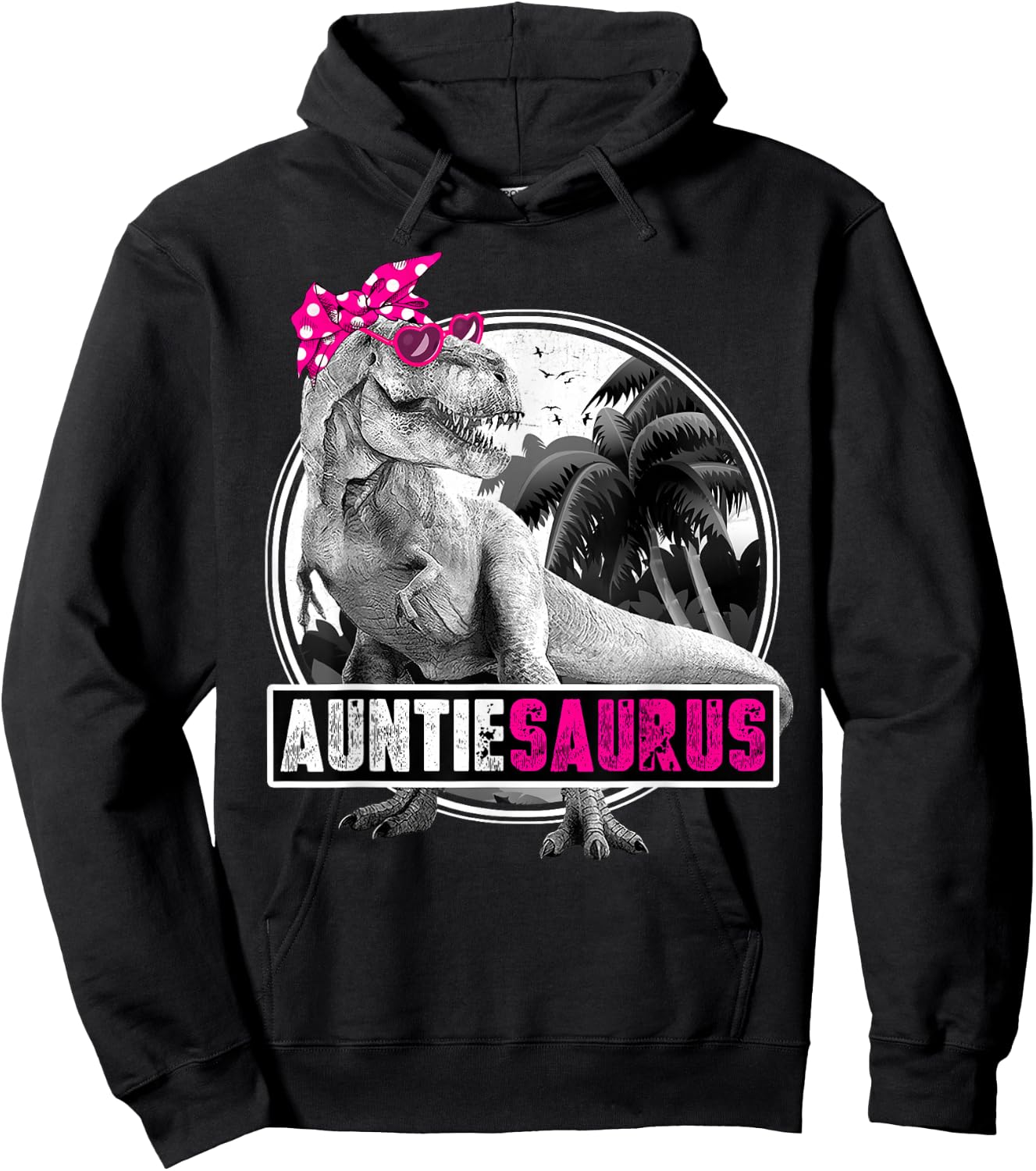 Auntiesaurus T-Rex Dinosaur Auntie Dinosaur Hoodie - Hoodie | Black