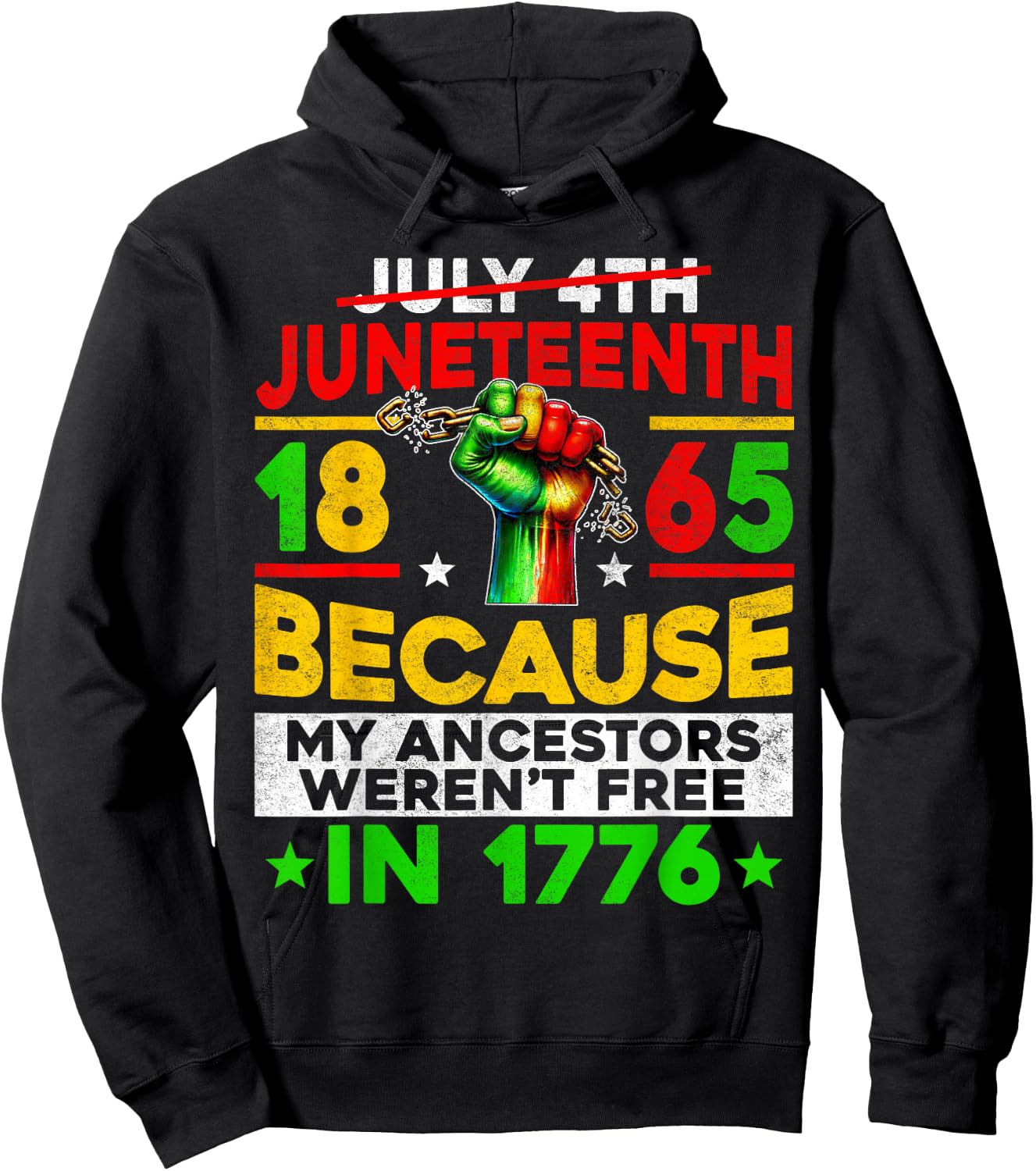 Juneteenth 1865 Because My Ancestors Werent Free Men Women Hoodie - Hoodie | Black