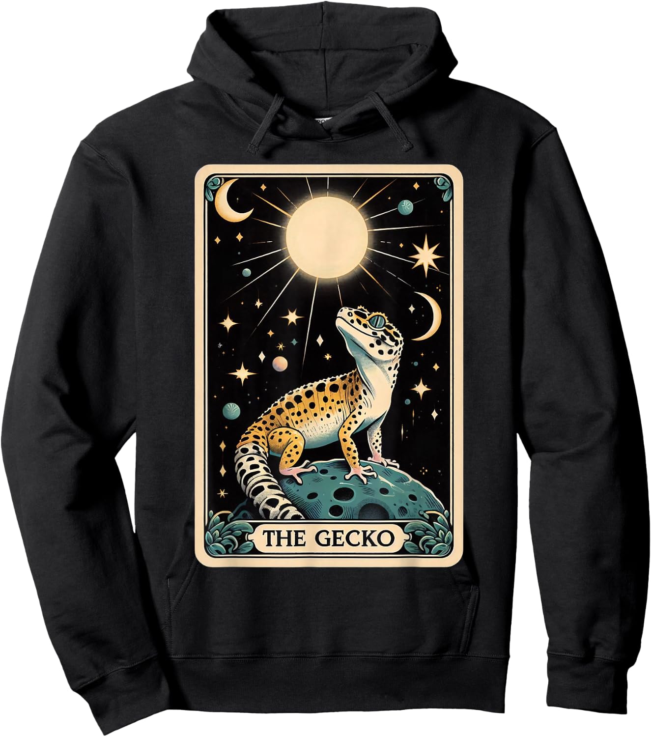 Leopard Gecko Tarot Card Moon Men Women Kids Reptile Lover Hoodie - Hoodie | Black