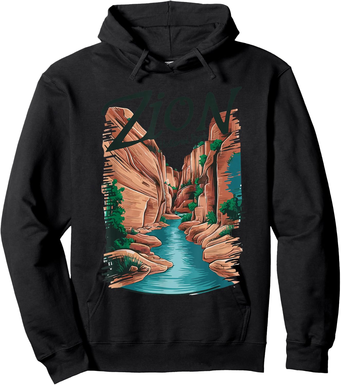 Retro Zion National Park The Narrows Vintage Hoodie - Hoodie | Black