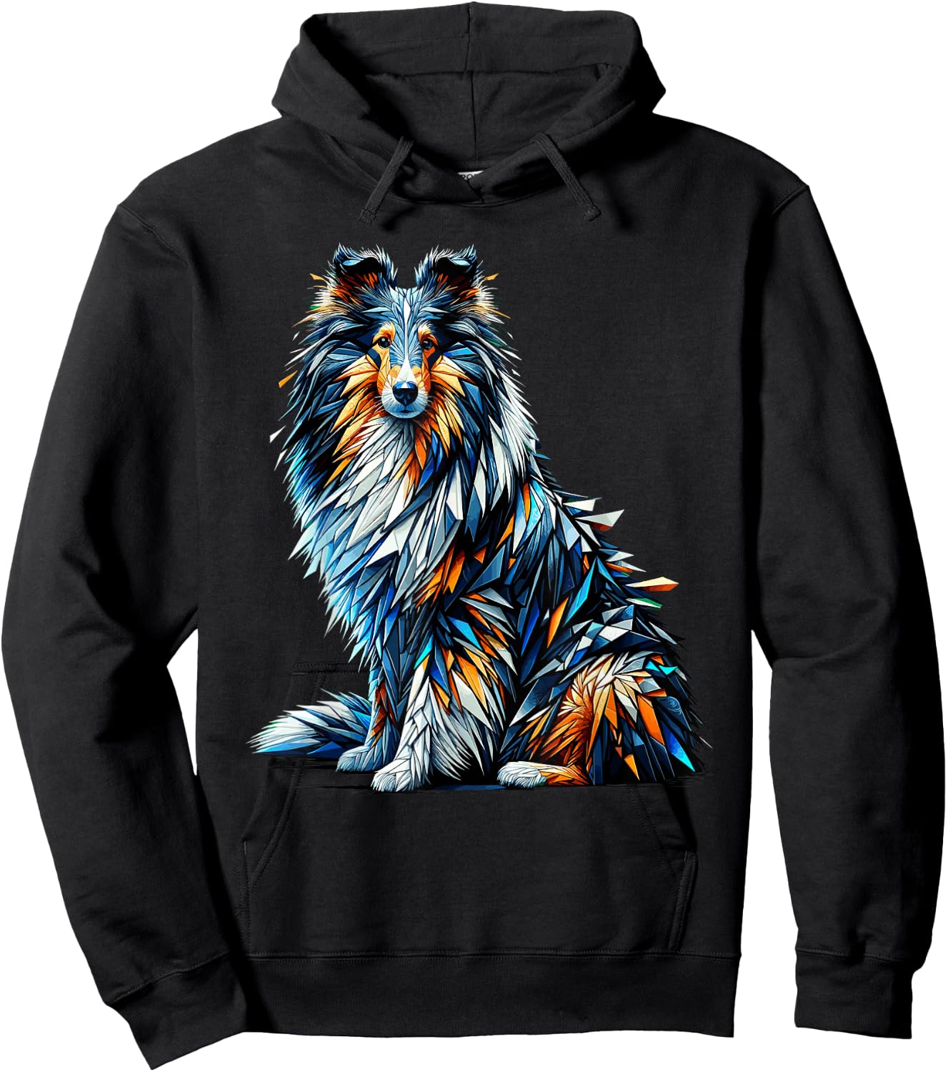 Polygon Art Shetland Sheepdog Sheltie Hoodie - Hoodie | Black