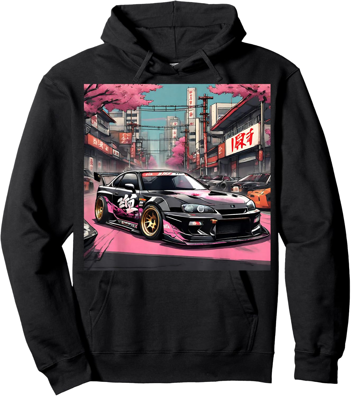 JDM Tokyo Skyline Retro Japanese Race Car Drift Tuning Gift Hoodie - Hoodie | Black