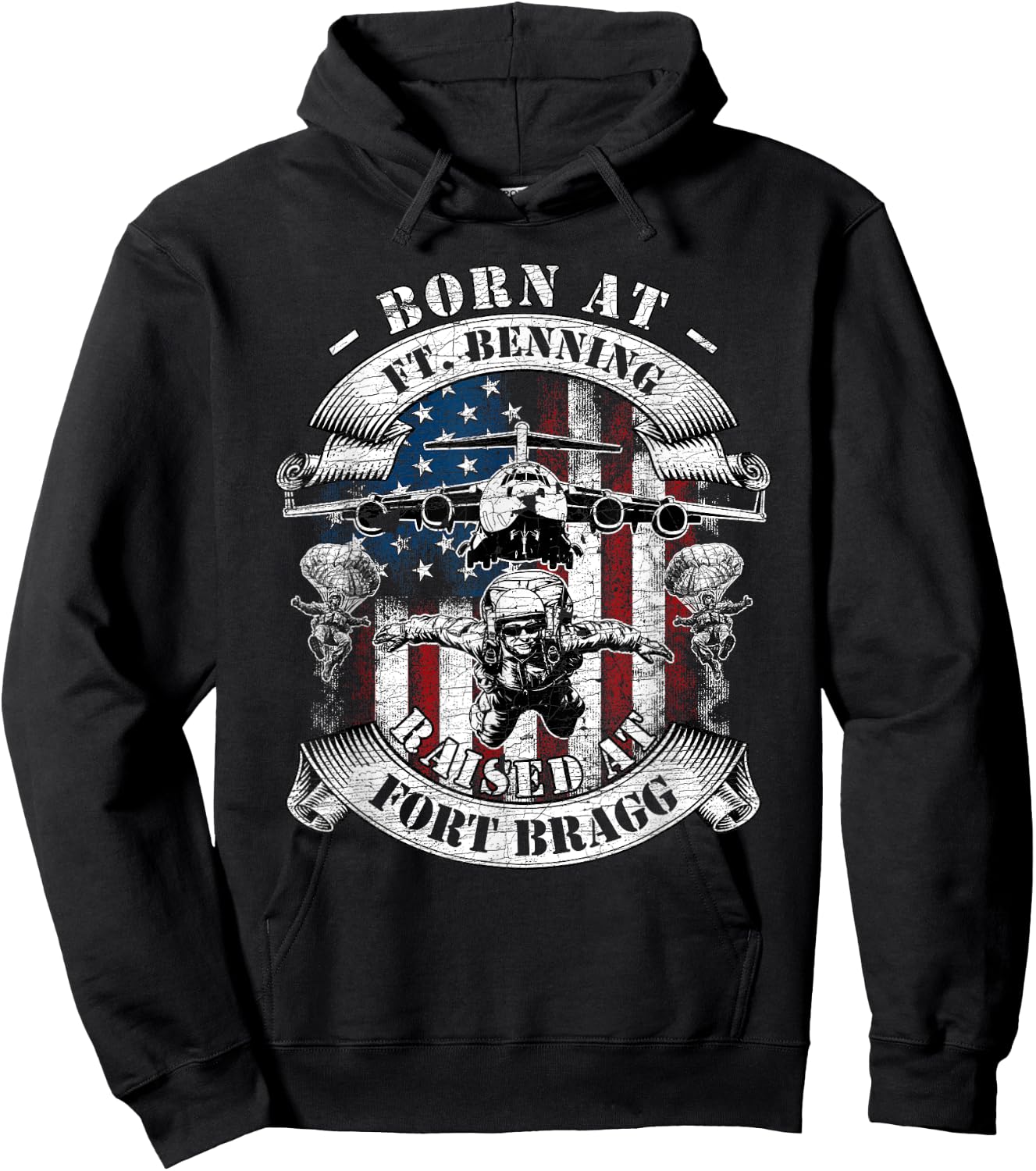 Born At Fort Benning Raised At Fort Bragg 82nd Airborne Hoodie - Hoodie | Black