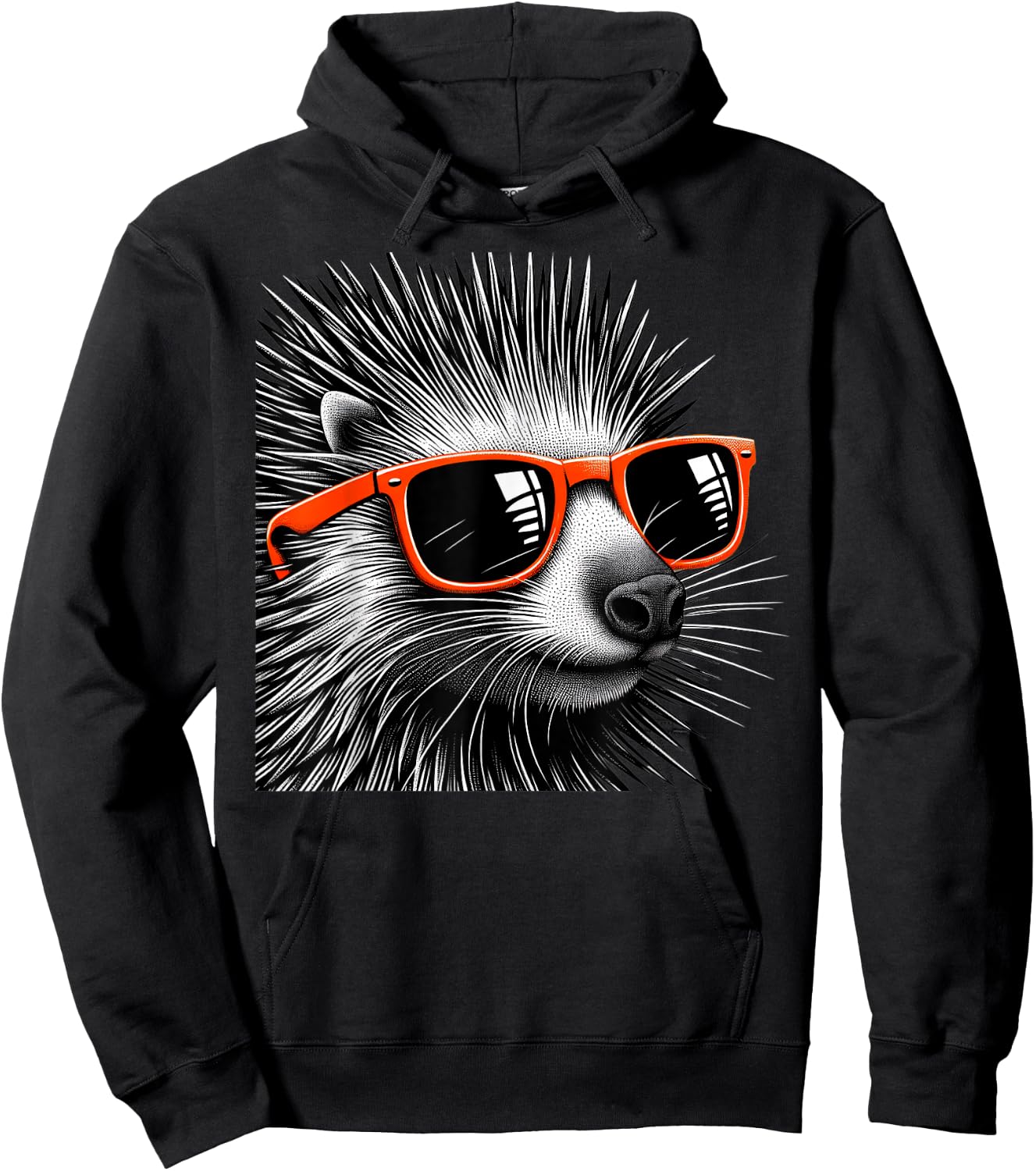 Cool Porcupine Wearing Sunglasses Graphic Art Hoodie - Hoodie | Black