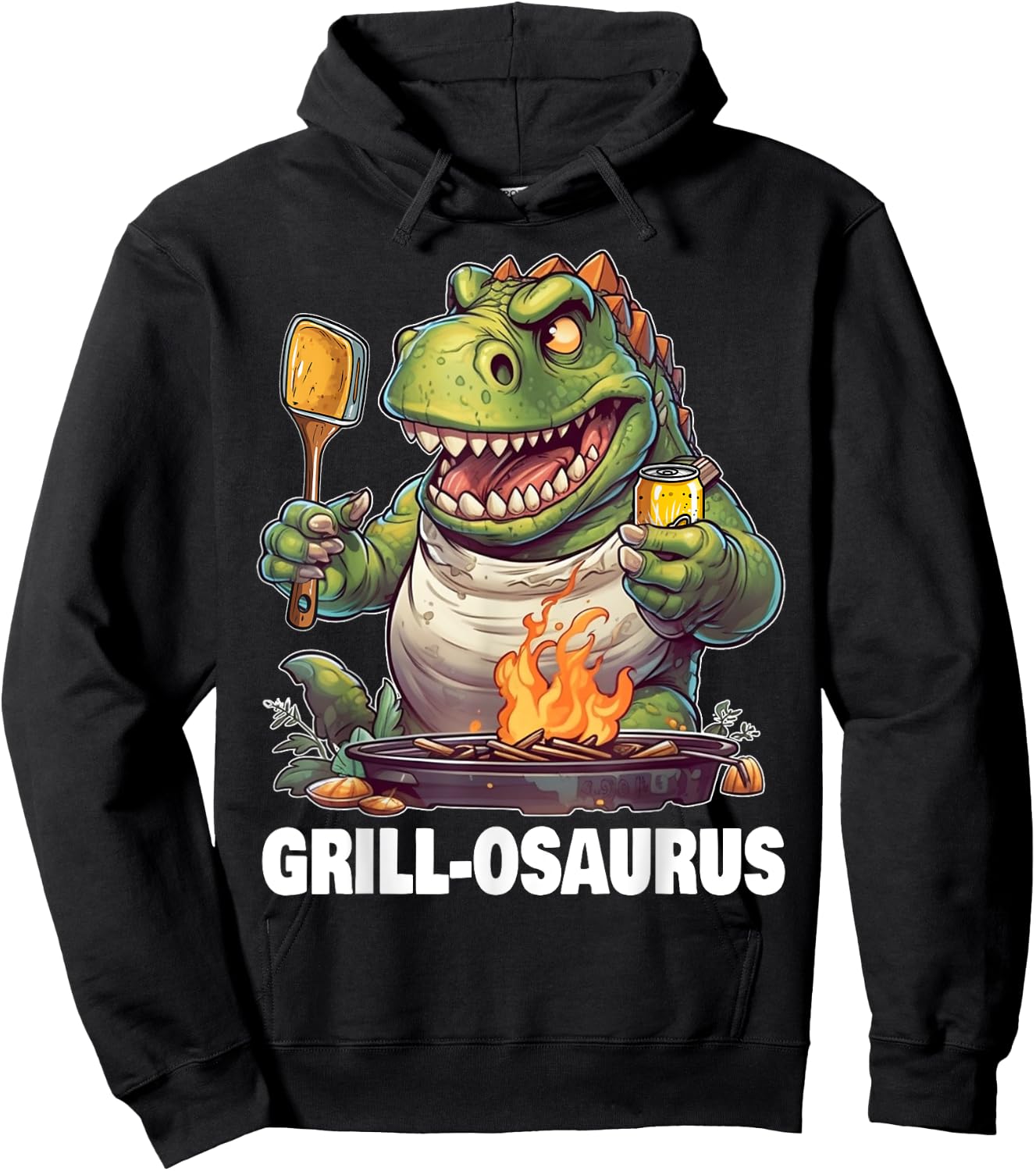 Grill-osaurus Rex BBQ Dinosaur Funny Fathers' Day Grilling Hoodie - Hoodie | Black