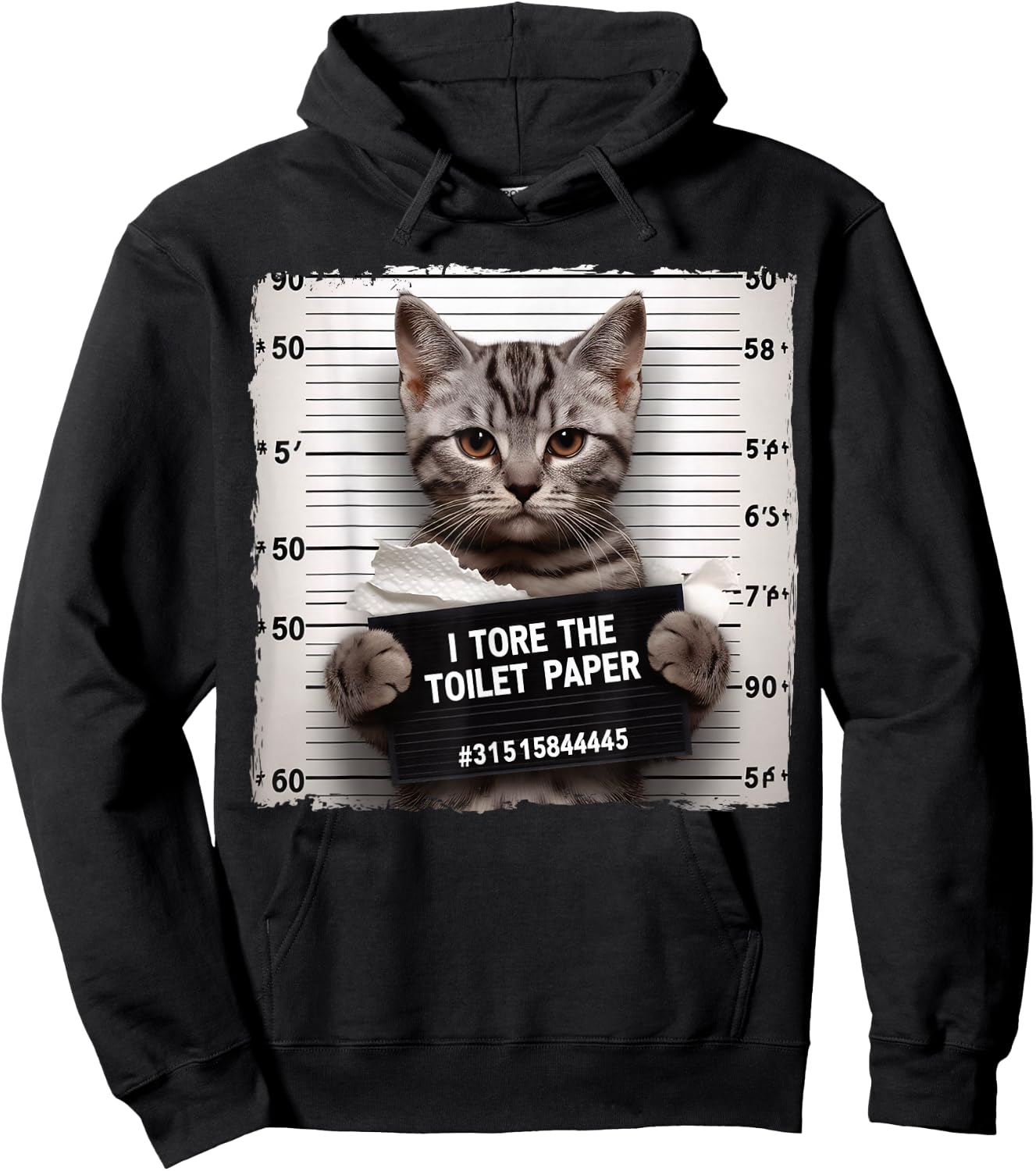 Cute Cat Mugshot Humorous Cat for Cats Lover Cat Mom Cat Dad Hoodie - Hoodie | Black
