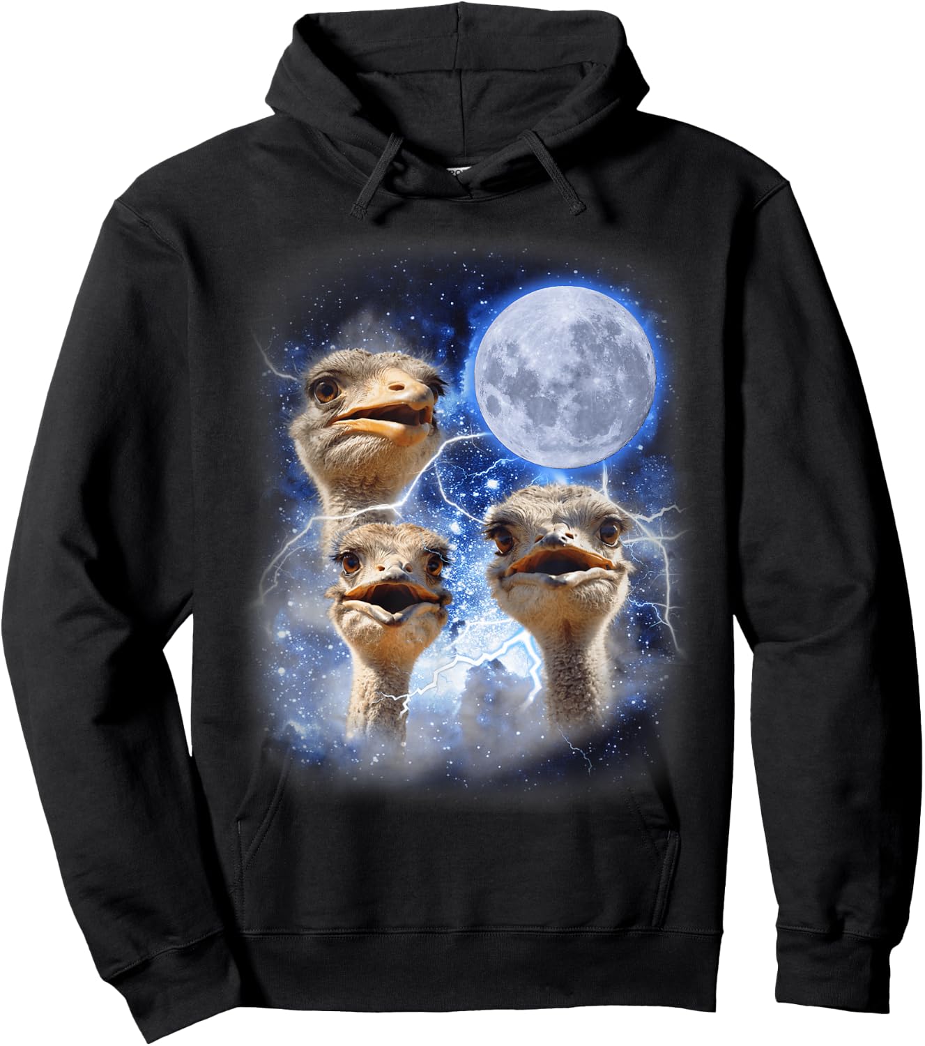 Three Ostrich Moon Hilarious Flightless 3 Bird Parody Hoodie - Hoodie | Black