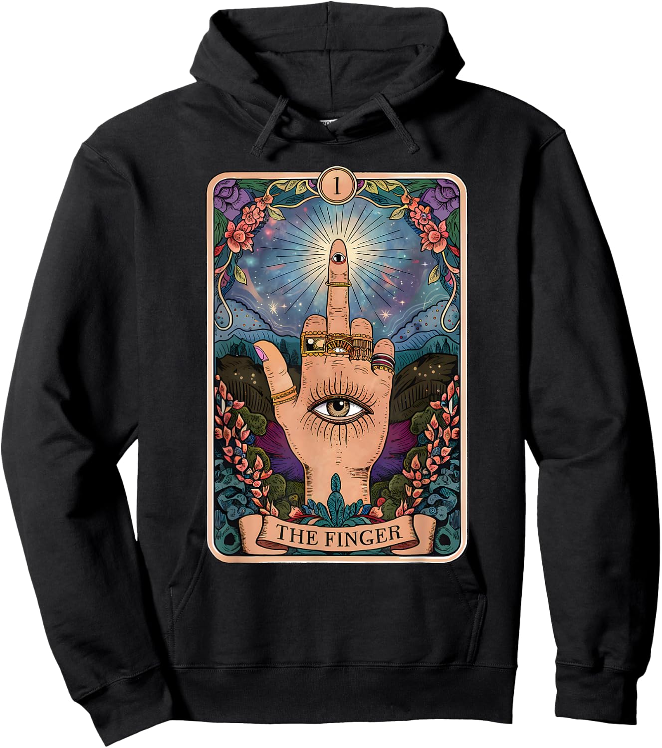 The Finger Funny Tarot Card Sassy Witchy Sarcastic Humor Hoodie - Hoodie | Black
