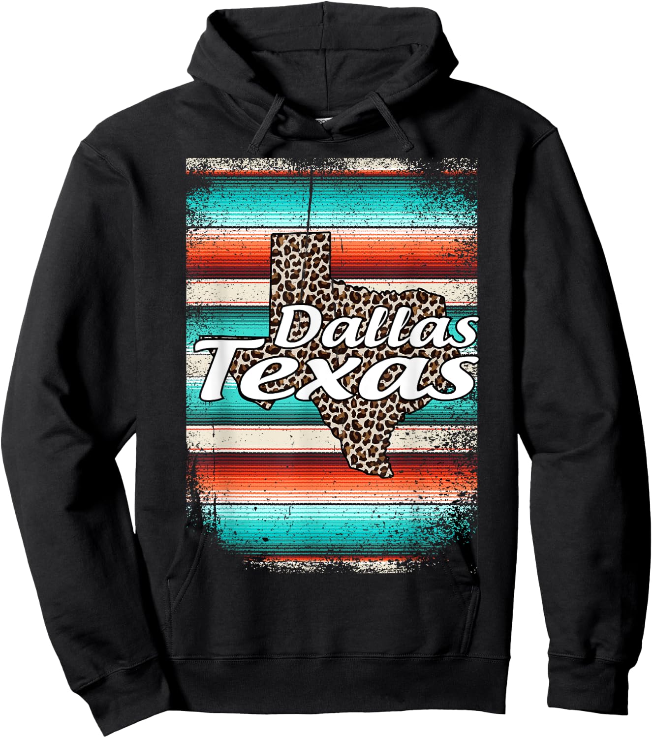 Dallas Texas Cowgirl Serape Western Home State America Hoodie - Hoodie | Black