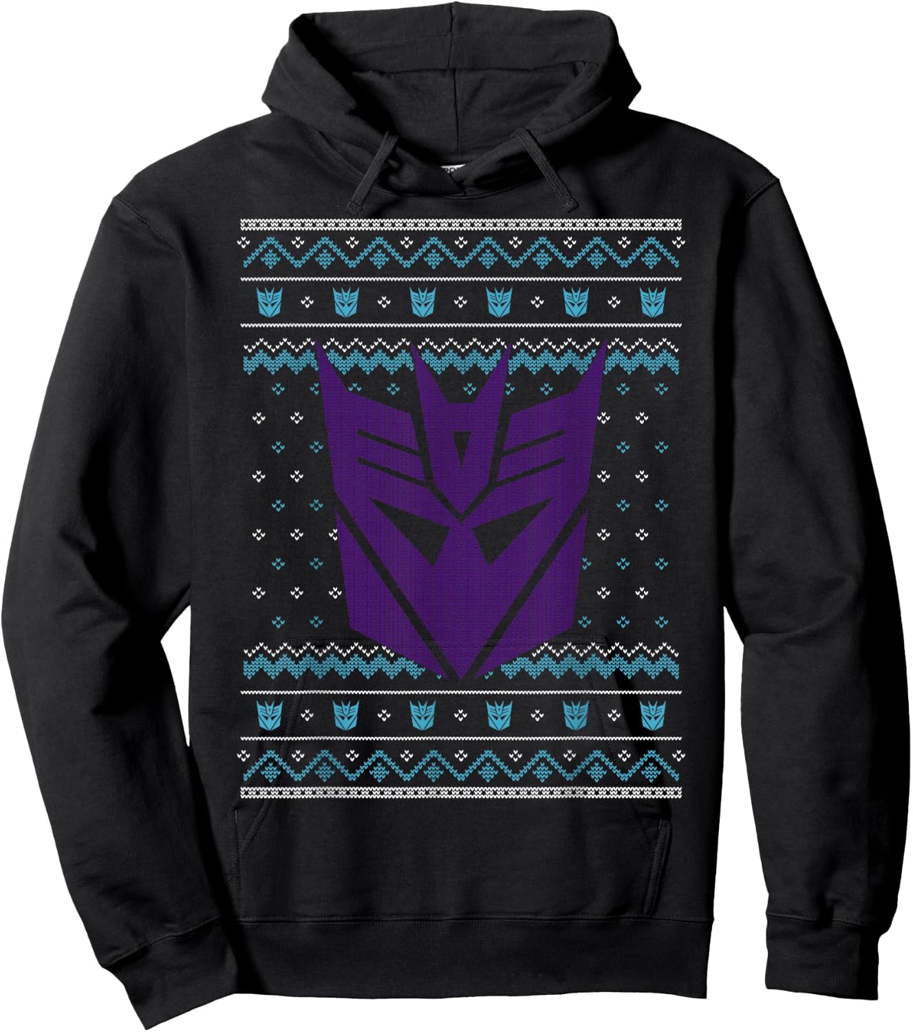 Transformers Christmas Retro Decepticon Ugly Sweater Style Hoodie - Hoodie | Black