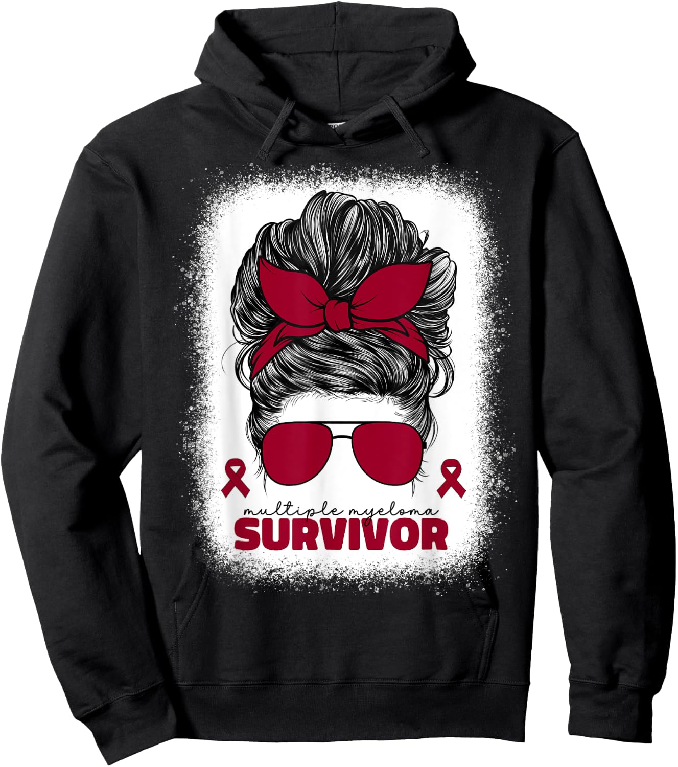 Multiple Myeloma Survivor Burgundy Cancer Ribbon Hoodie - Hoodie | Black