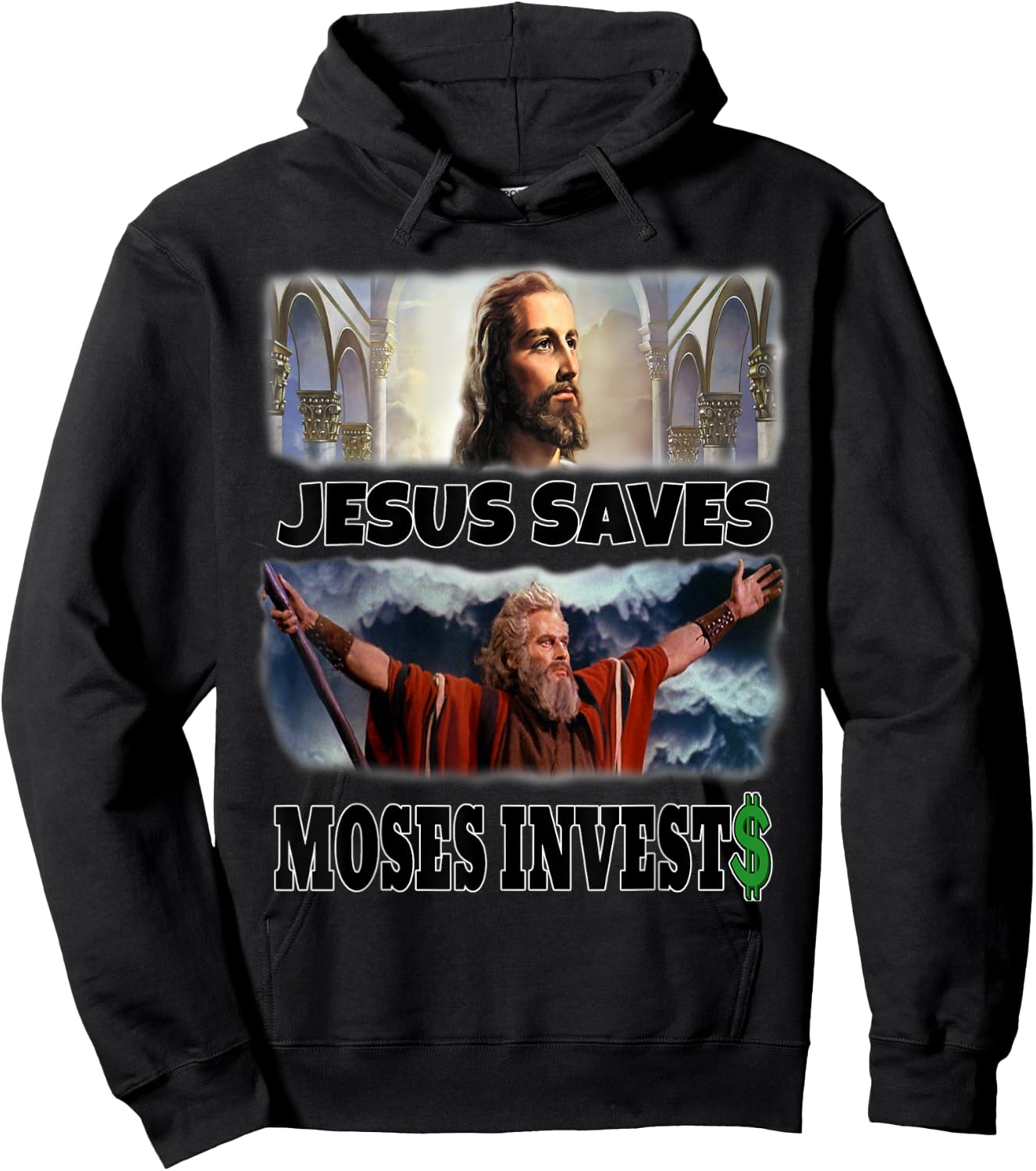 Funny Jesus Saves Moses Invests Hoodie - Hoodie | Black