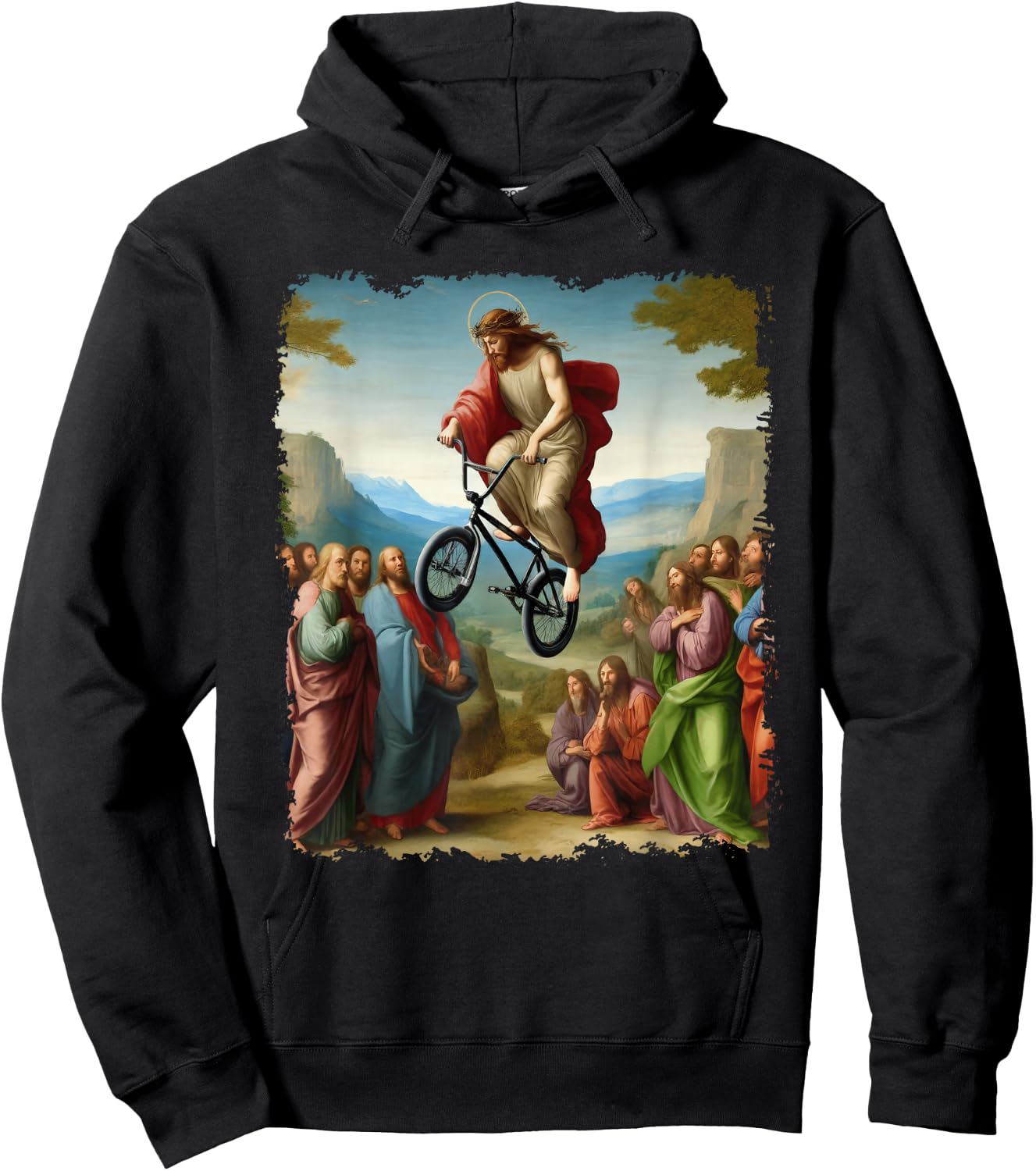 Jesus BMX Bike Stunt Driver Painting Christian BMX Freestyle Hoodie - Hoodie | Black