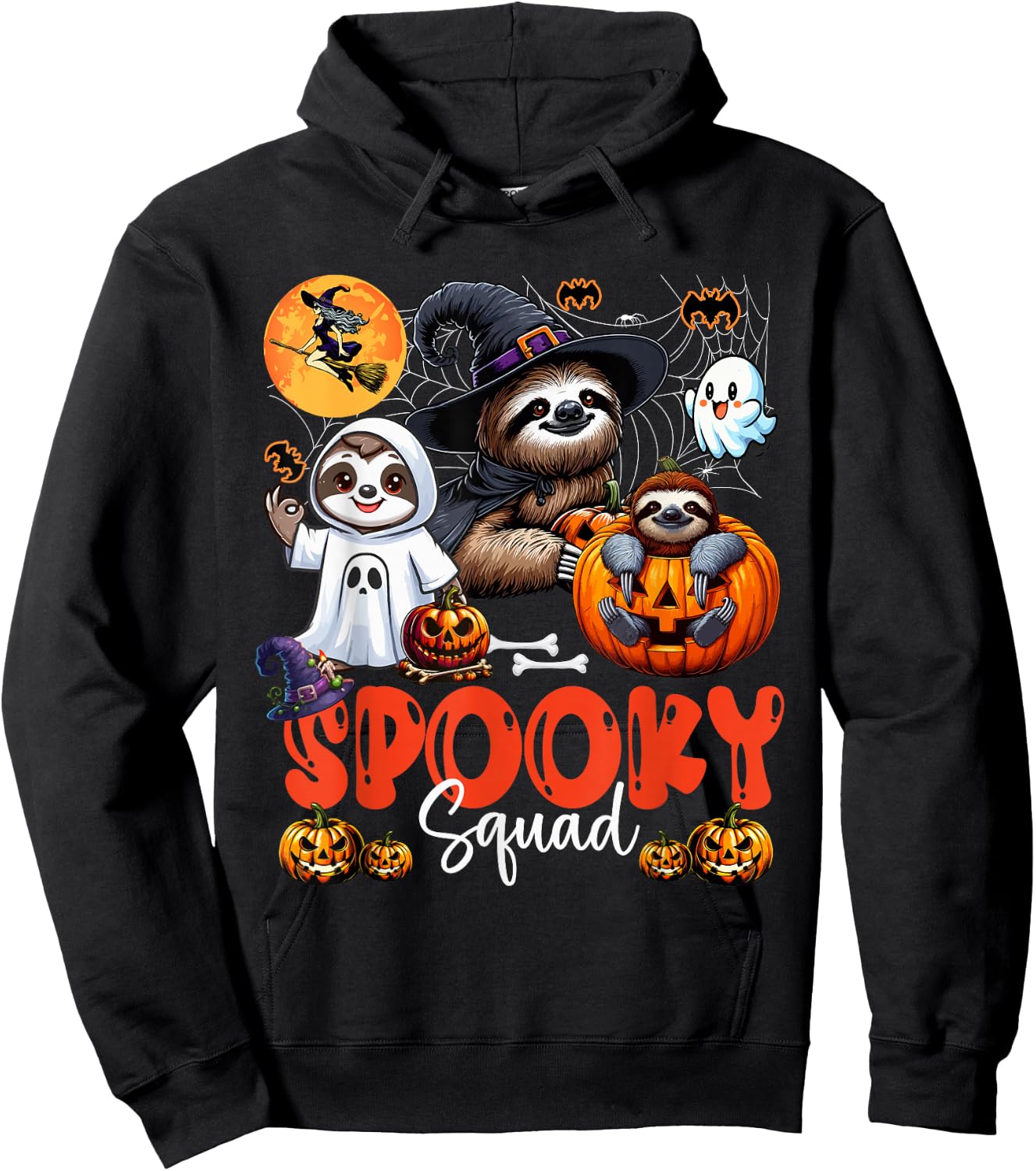 Spooky Halloween Squad Three Horror Sloths Cosplay Witch Boo Hoodie - Hoodie | Black