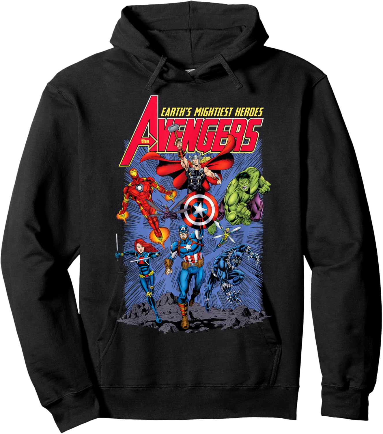 Marvel Avengers Earth's Mightiest Heroes Team Cover Art Hoodie - Hoodie | Black