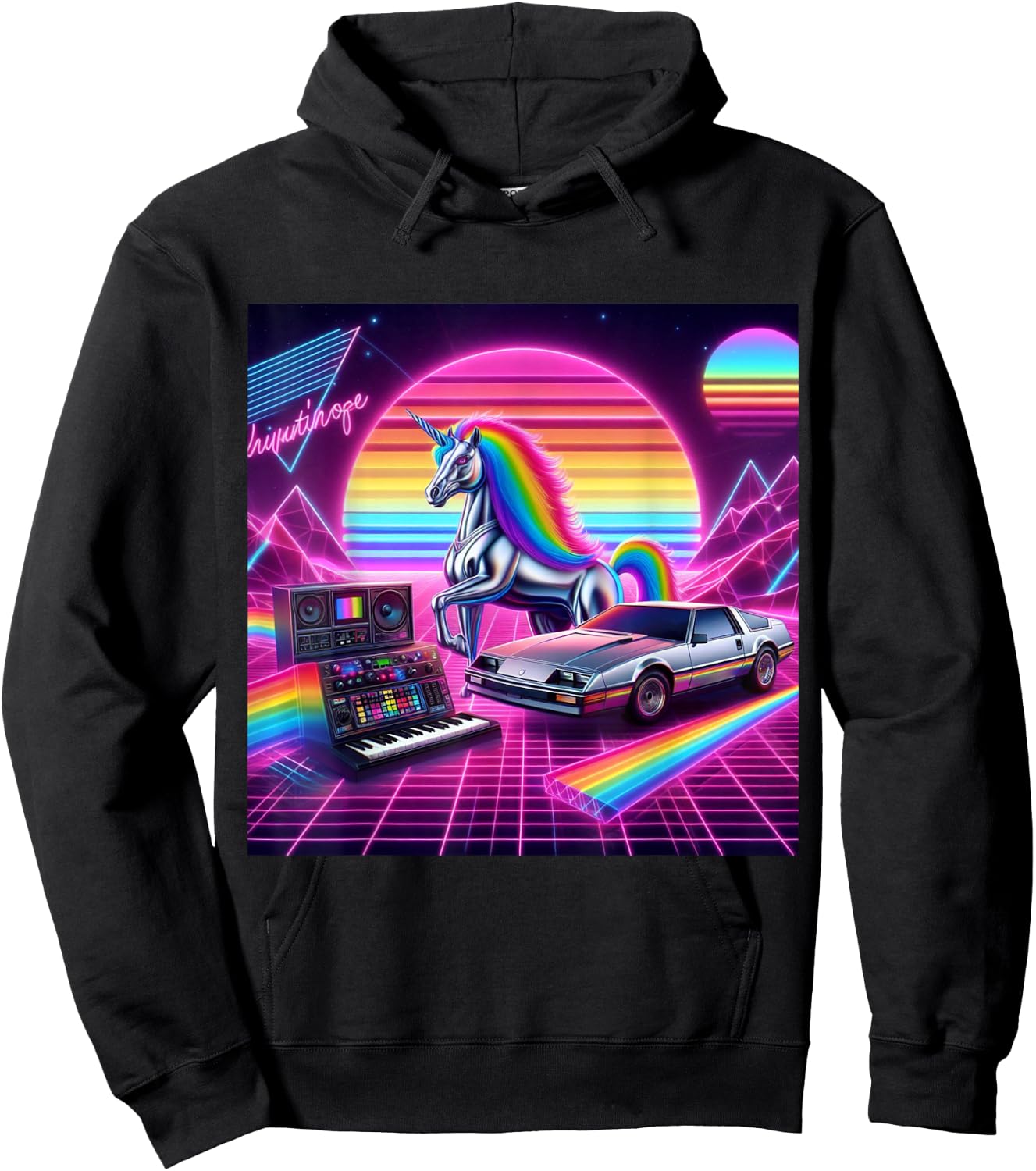 Ride the 80s Synth wave Hoodie - Hoodie | Black