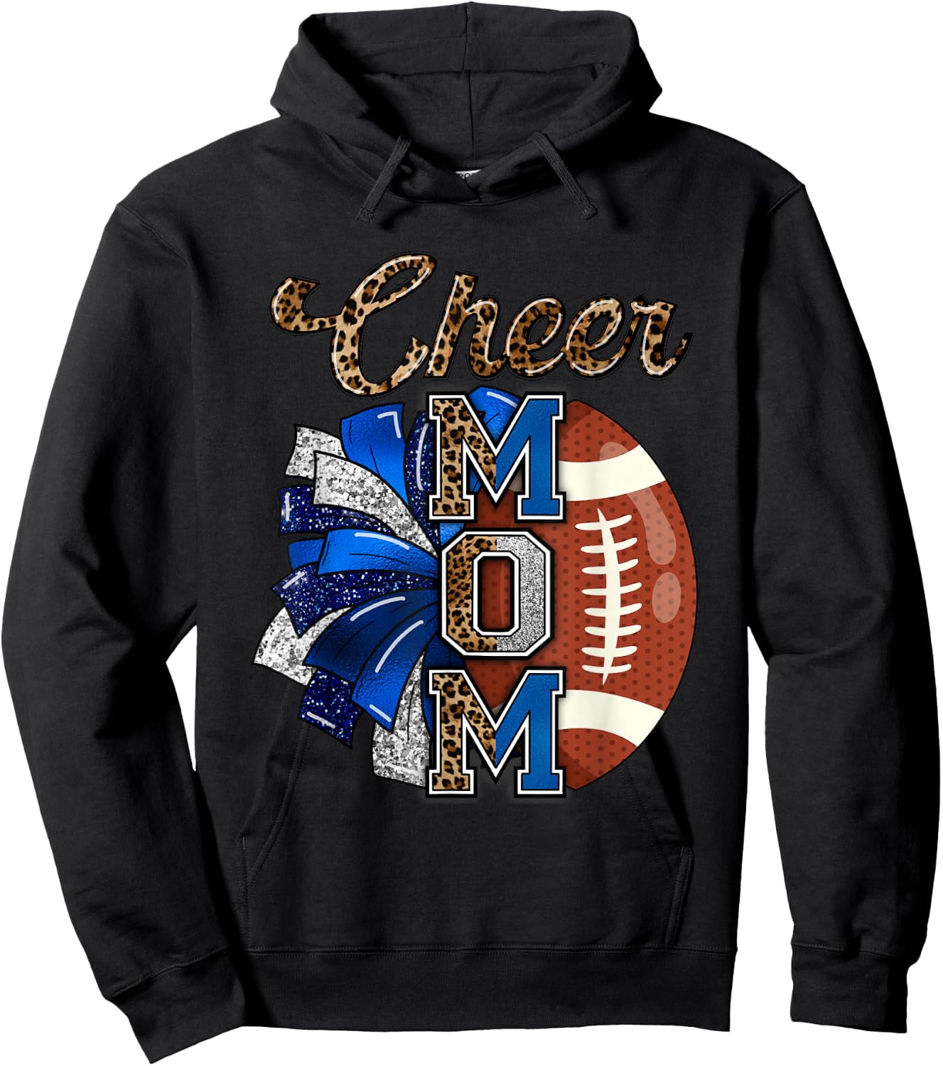 Cheer Mom Pom Pom Football Hoodie - Hoodie | Black