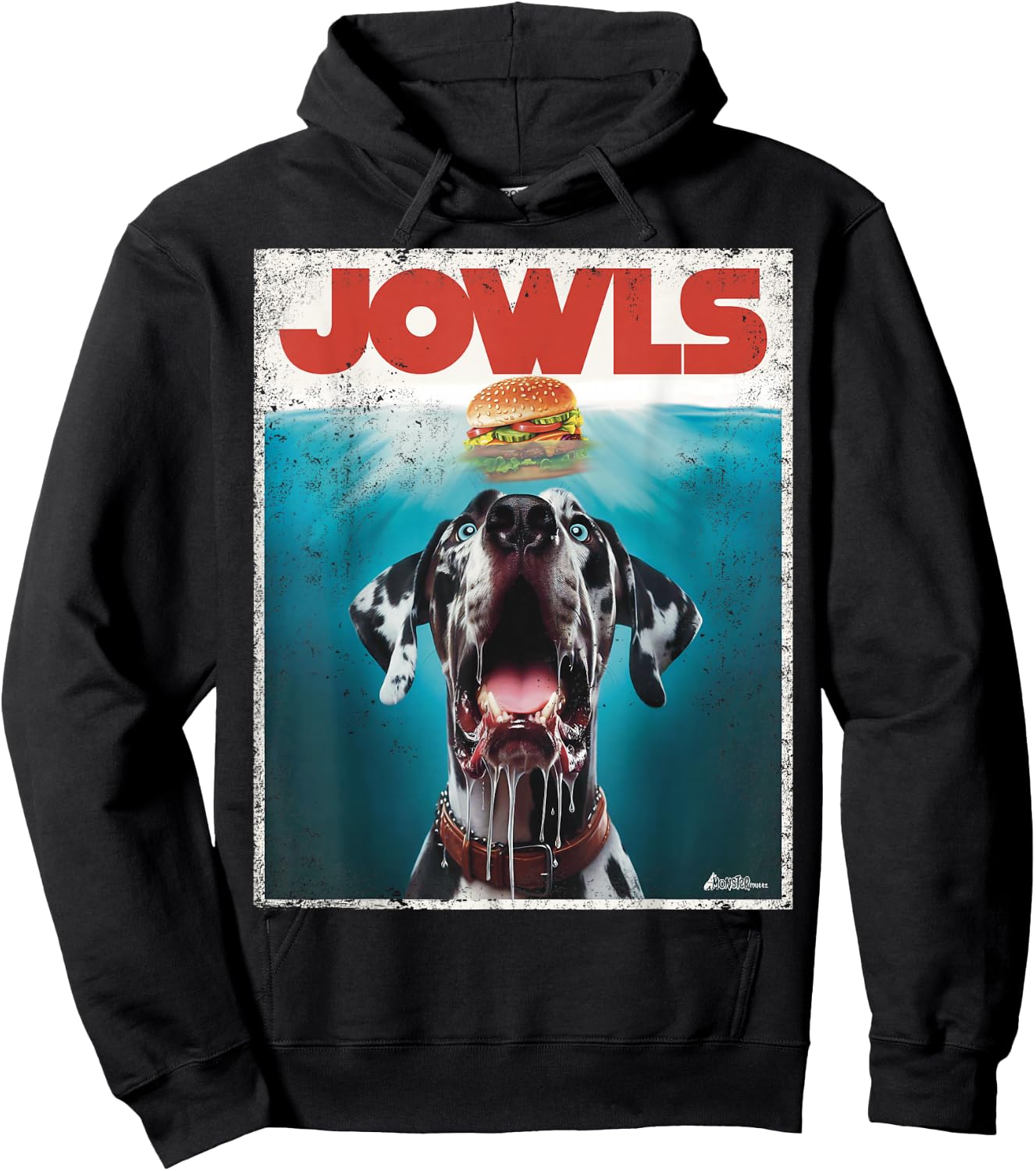 Great Dane Jowls, Paws Harlequin, Blue Eyes Dog Mom, Dog Dad Hoodie - Hoodie | Black