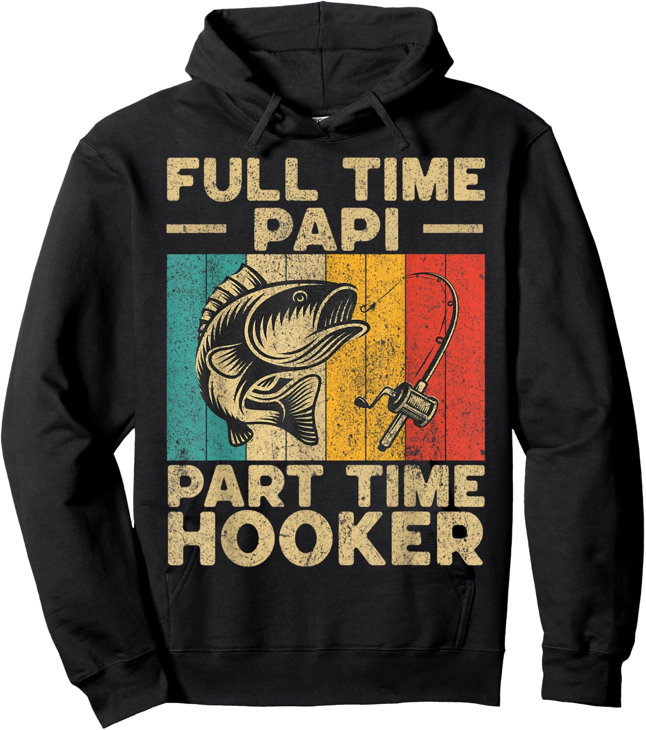 Funny Vintage Fishing Papi Jokes Fisherman Hoodie - Hoodie | Black