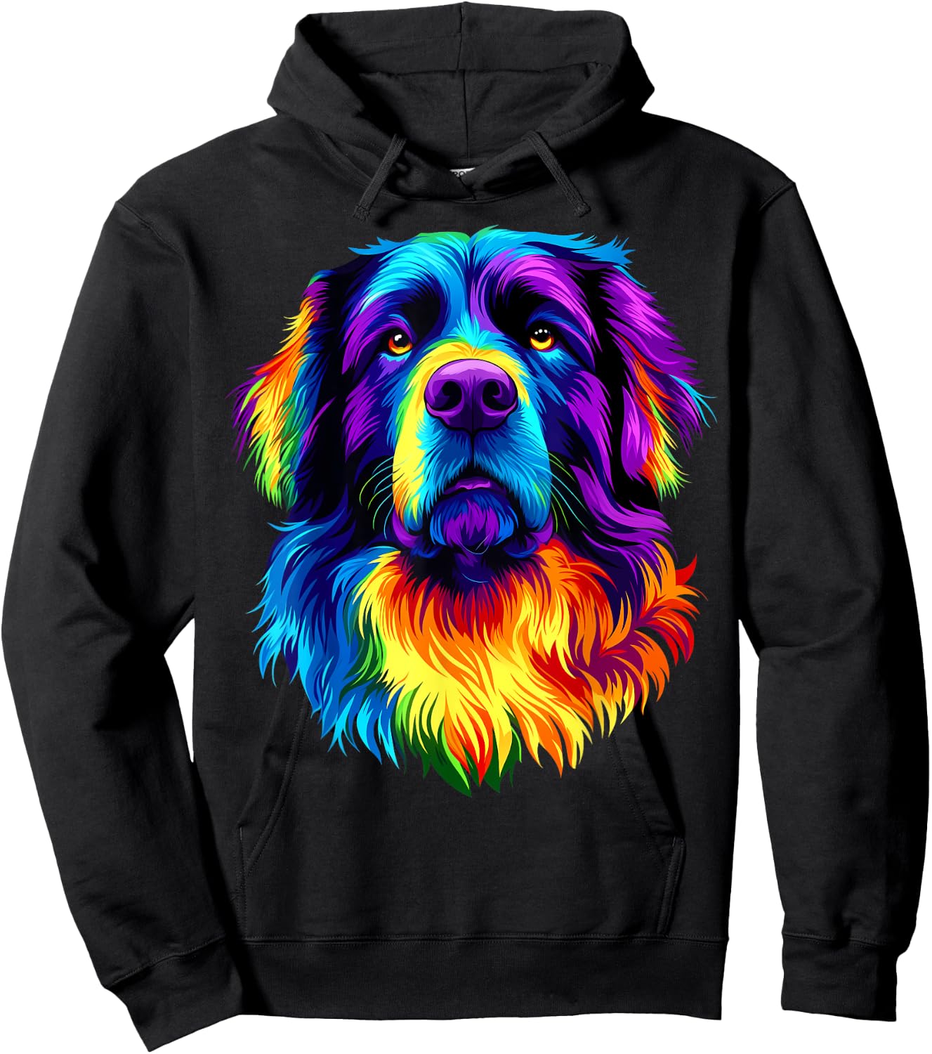 Colorful Newfoundland Dog Face Cute Newfie Lover Black Women Kids Hoodie - Hoodie | Black