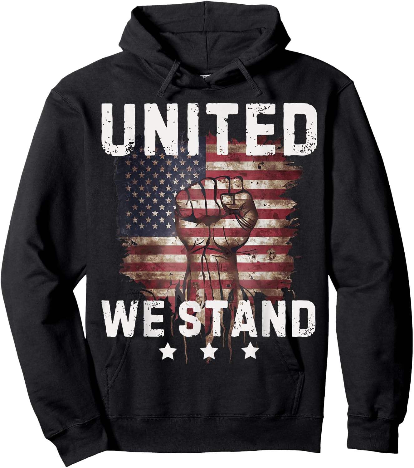 United We Stand Patriotic Gift USA Flag Hoodie - Hoodie | Black
