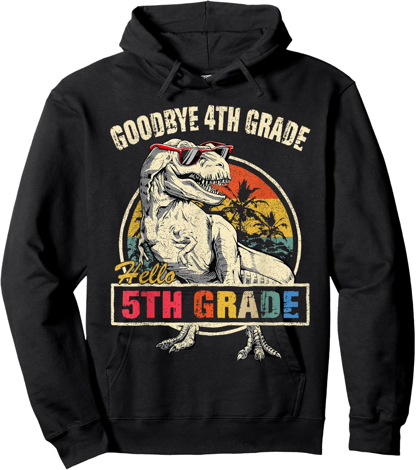 Goodbye 4th Grade Hello 5th Grade Graduation T Rex Boys Kids Hoodie - Hoodie | Black