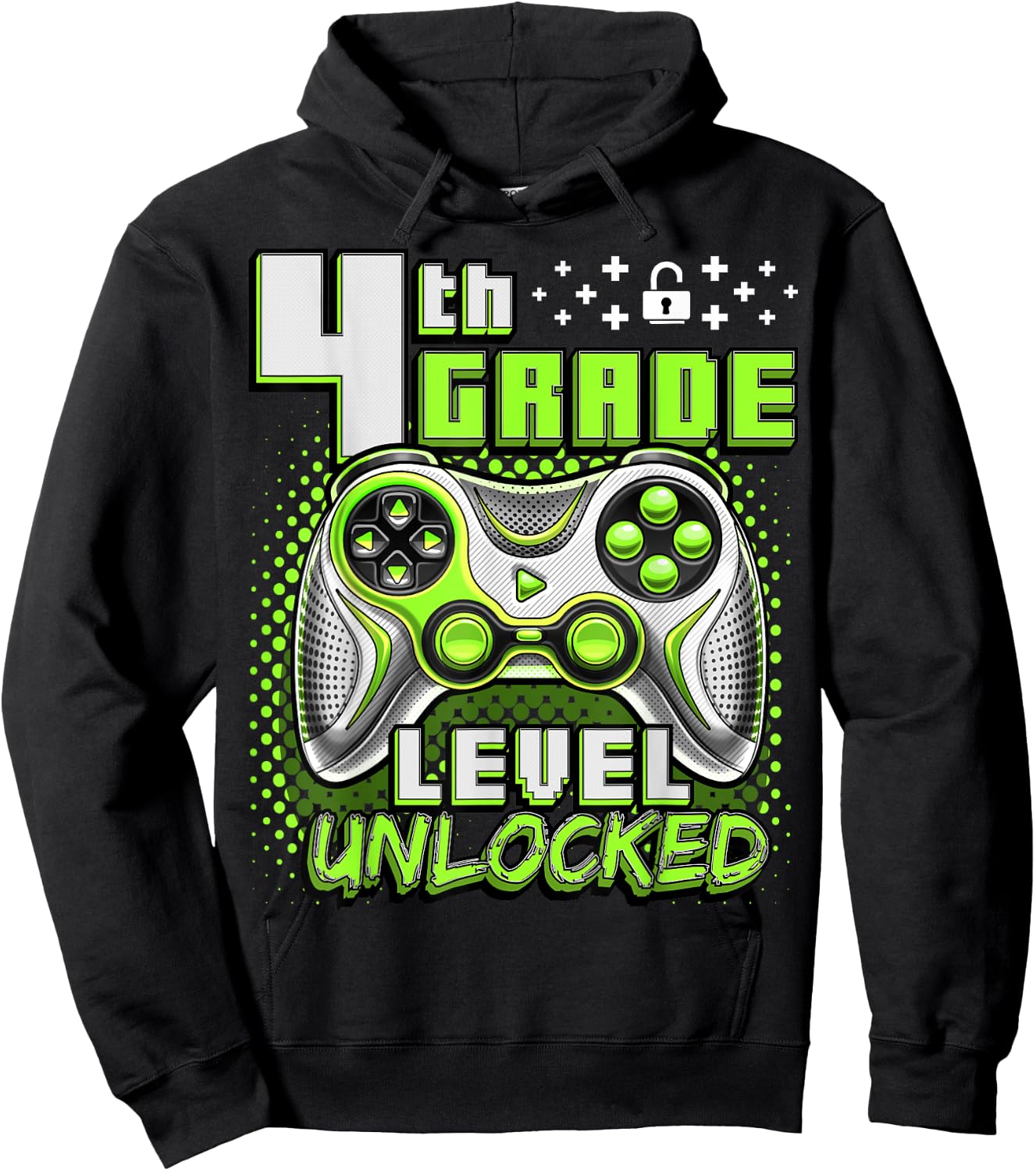 Back to School 4th Grade Boys Gamer First Day School Level Hoodie - Hoodie | Black