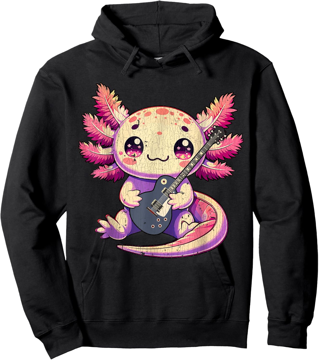 Cute Snaxalotl Axolotl Love Electric Guitar Music Rock 2 Hoodie - Hoodie | Black